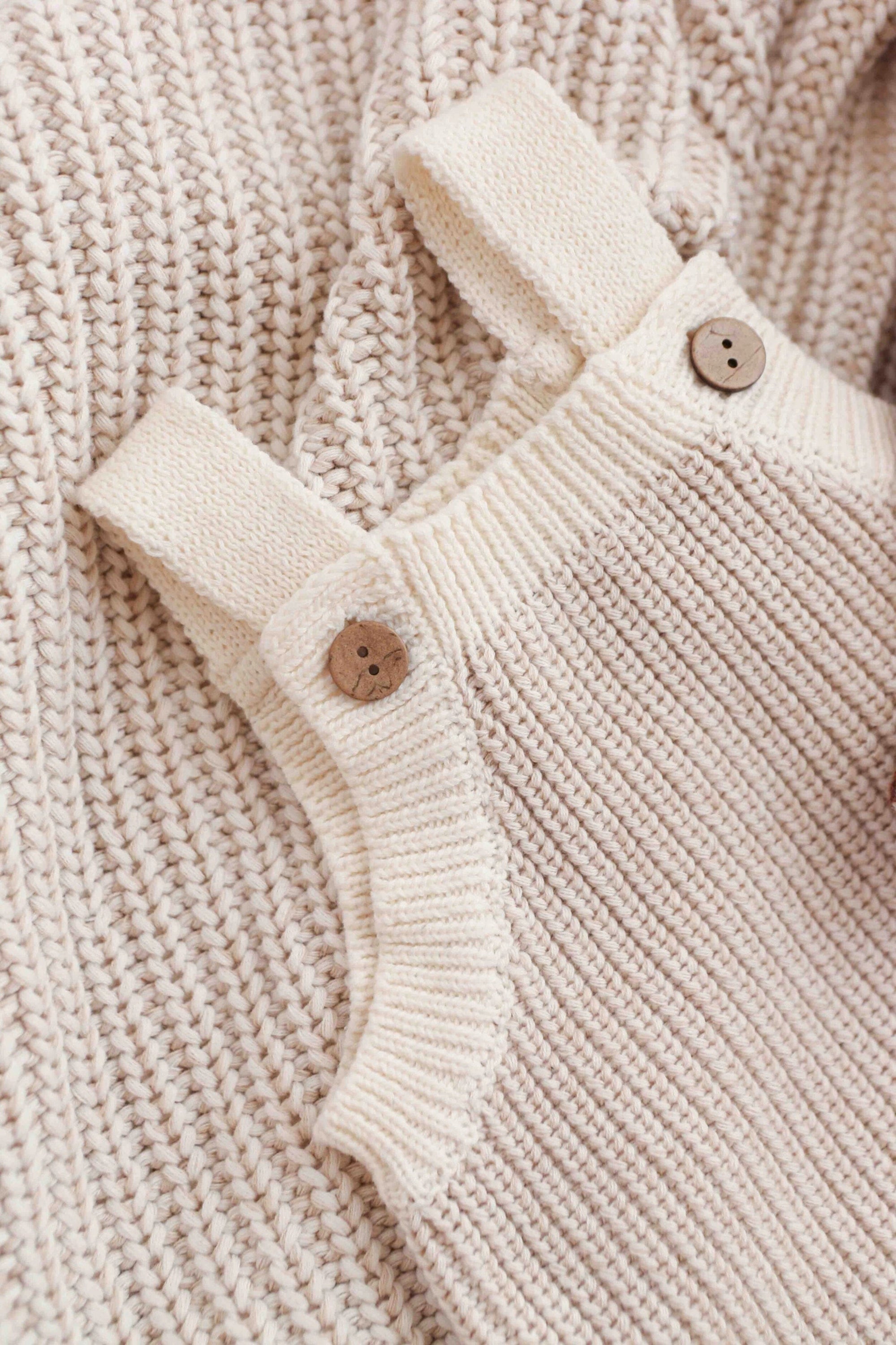 Chunky Button Romper - Oat Clothing FRECKLES the label 
