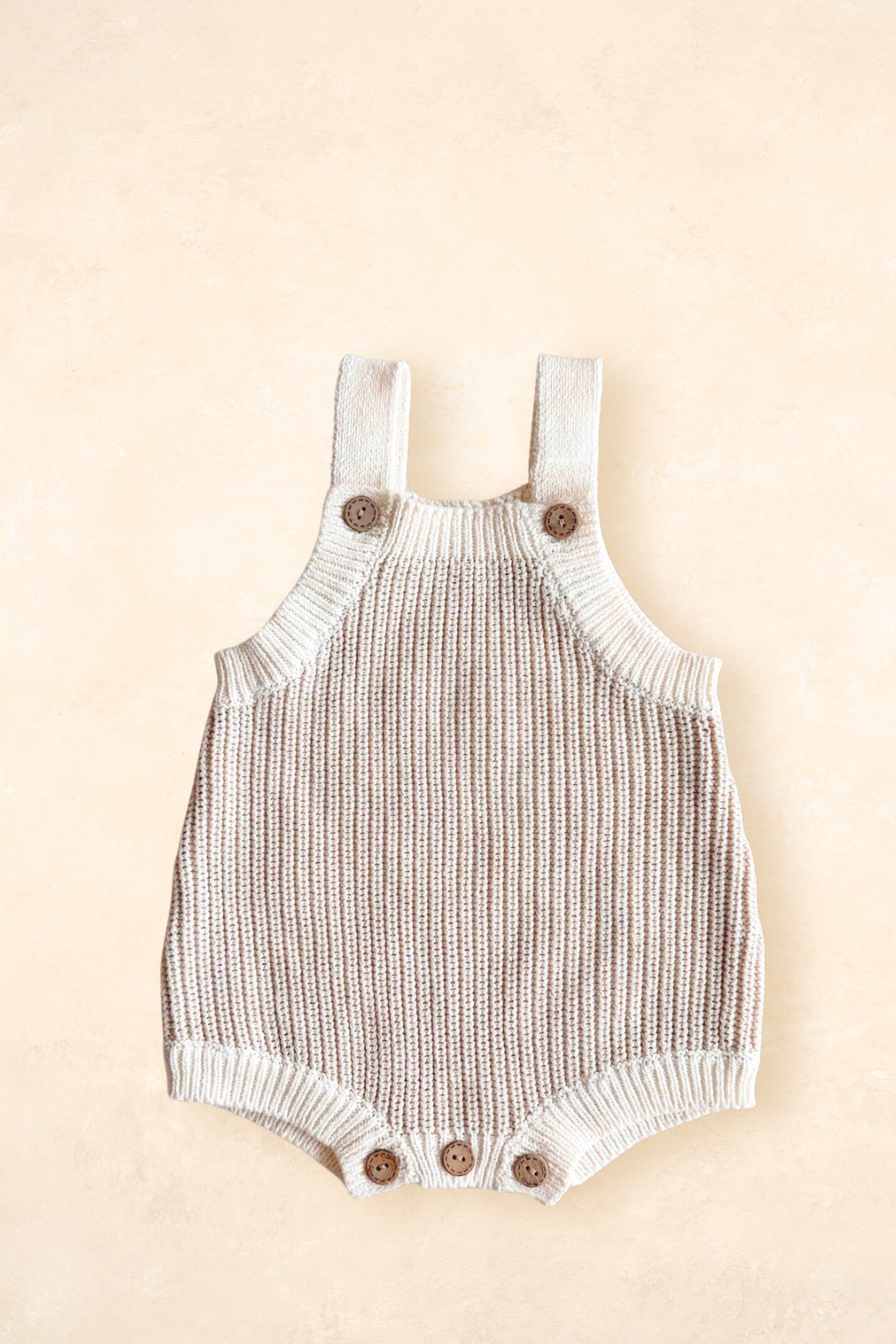 Chunky Button Romper - Oat Clothing FRECKLES the label 
