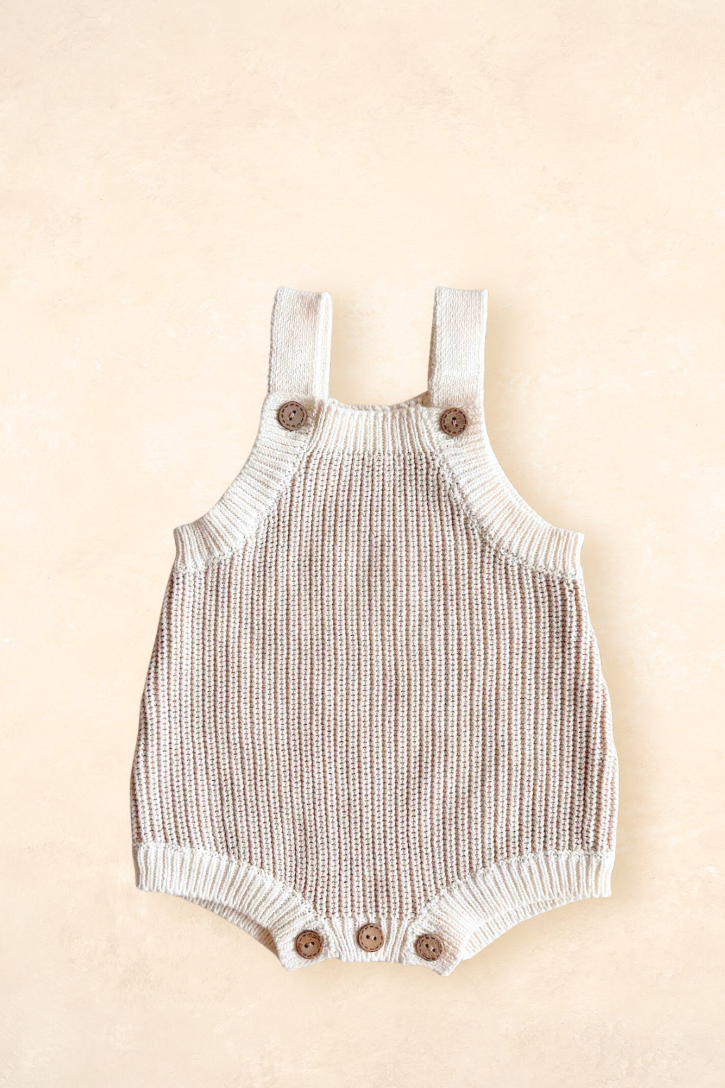 Chunky Button Romper - Oat Clothing FRECKLES the label 