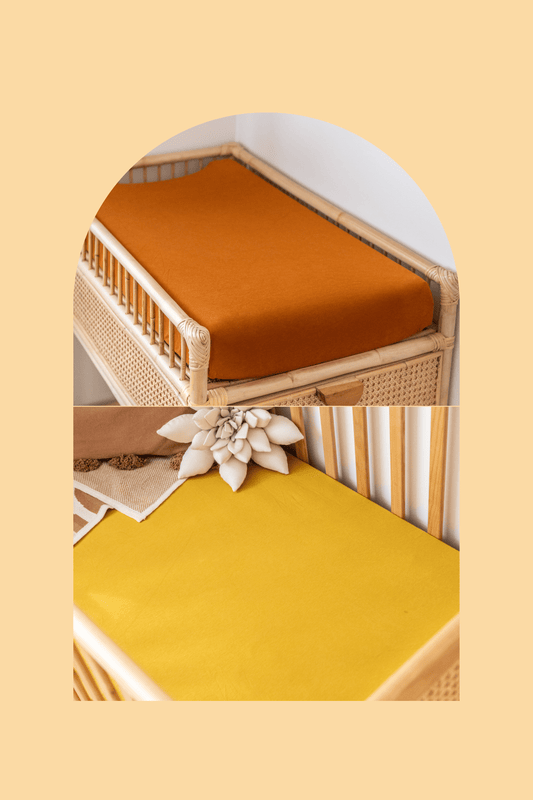 Cot Sheet + Change Pad Sheet Bundle Bundles Kiin ® Mustard Rust 