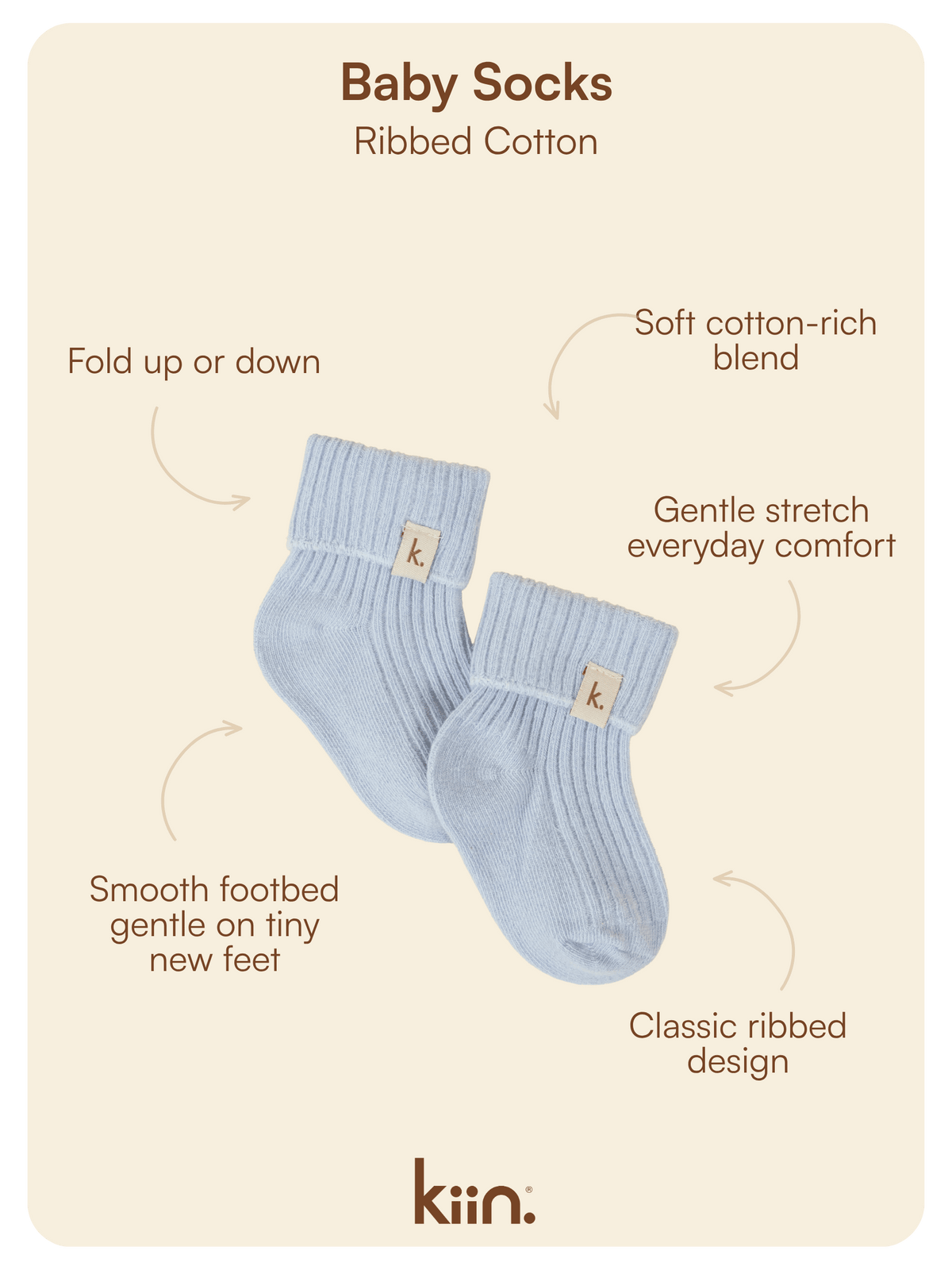 Cotton Ribbed Baby Socks - Blue Clothing Kiin ® 