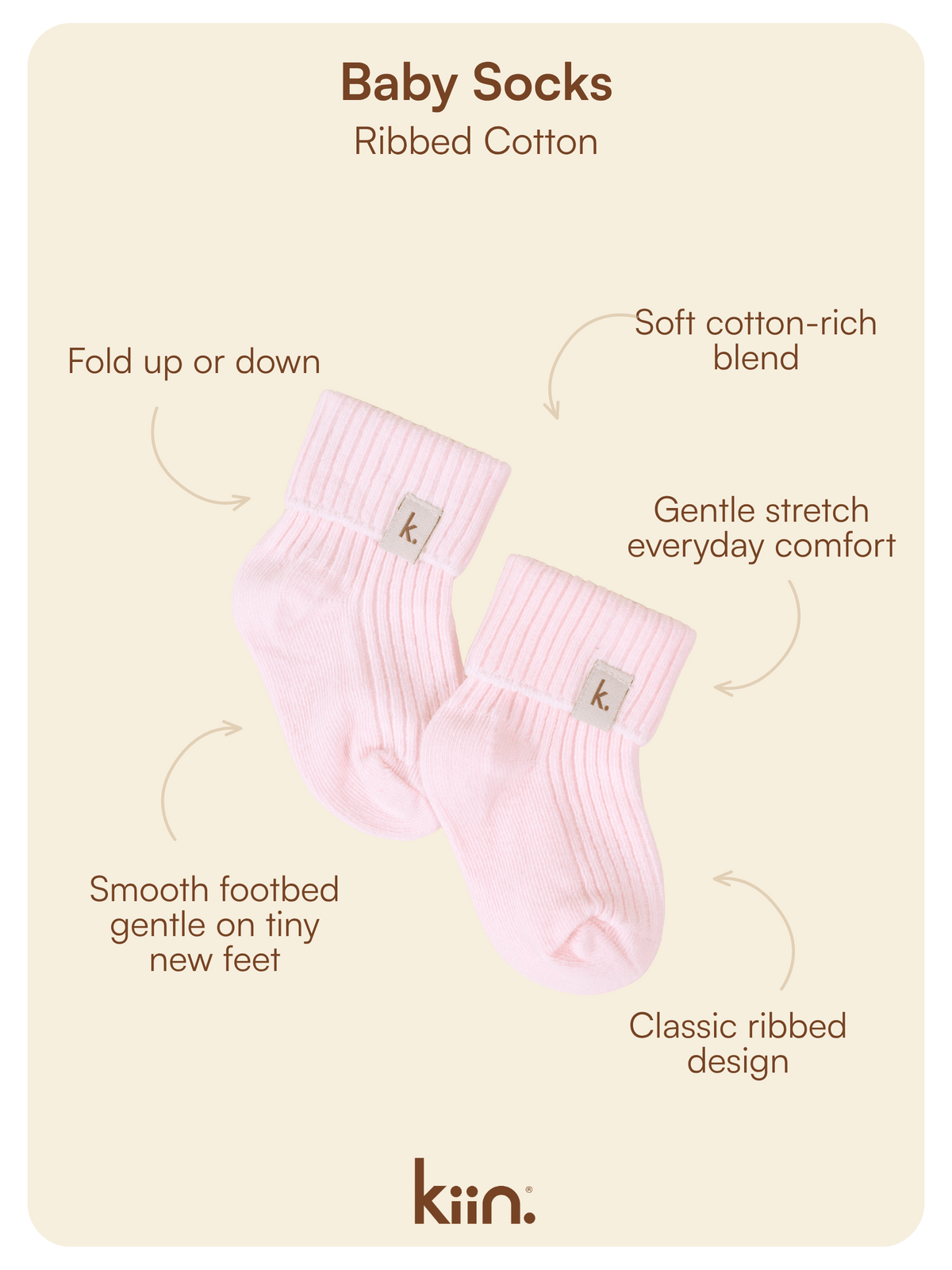 Cotton Ribbed Baby Socks - Pink Clothing Kiin ® 