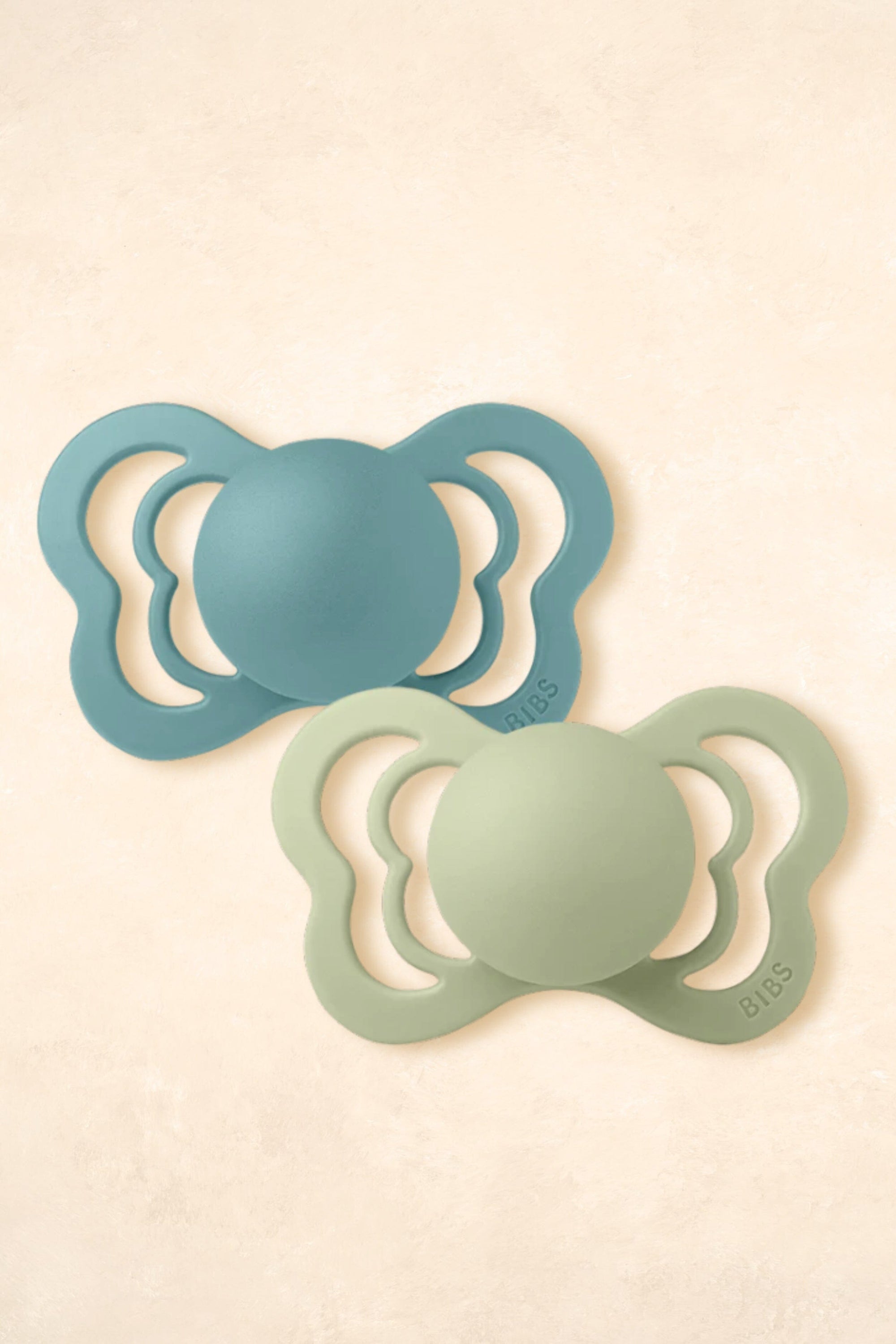 Couture Dummies Silicone - Twin Pack Dummies + Teethers BIBS Size 1 Island Sea + Sage - Couture 