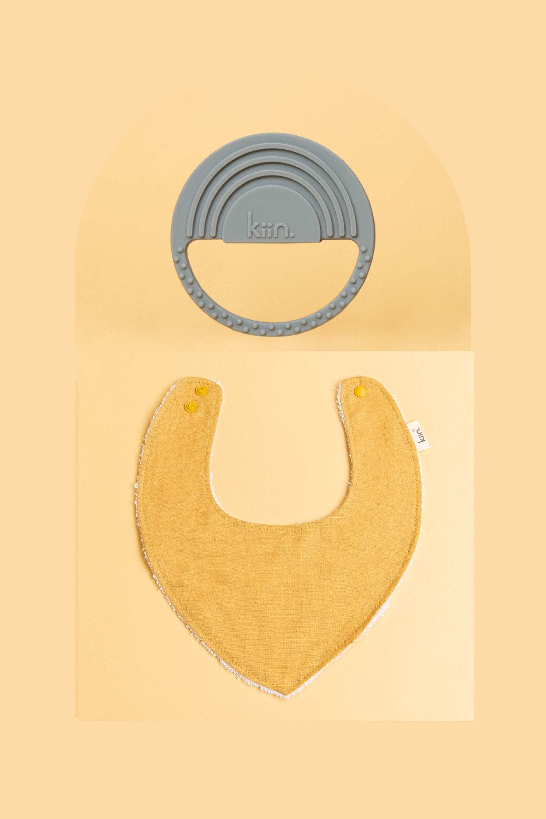 Dribble Bib + Teether Bundle Bundles Kiin ® Golden Tan Cloud 