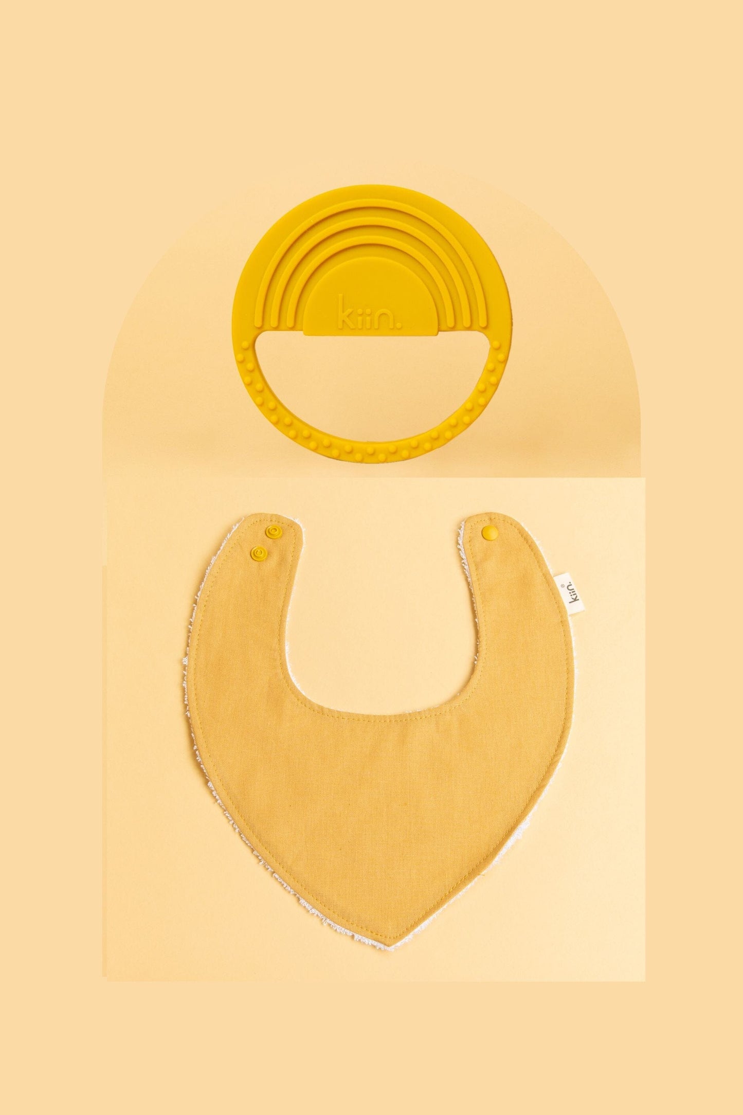 Dribble Bib + Teether Bundle Bundles Kiin ® Golden Tan Mustard 