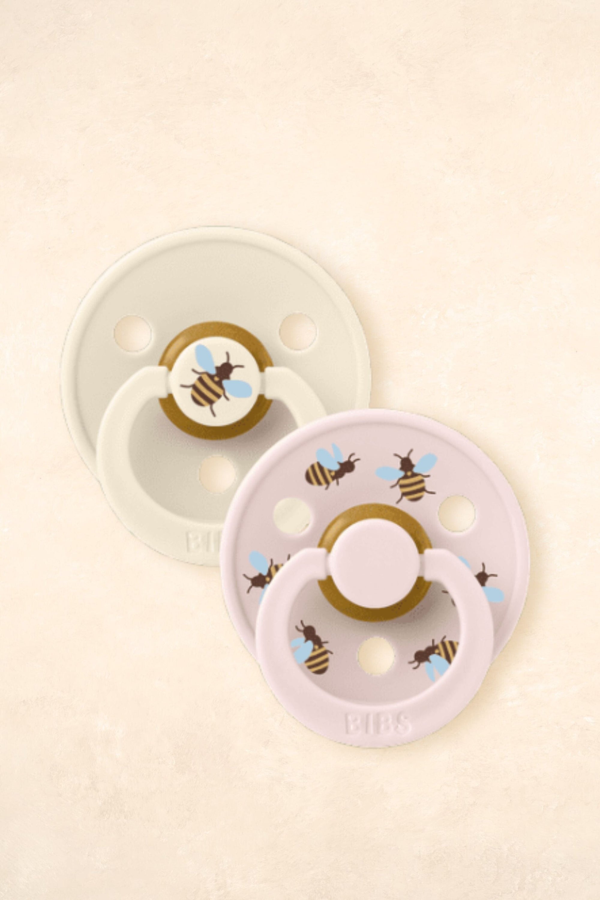 Dummies - Twin Pack Dummies + Teethers BIBS Size 1 Bumblebee Ivory Mix 