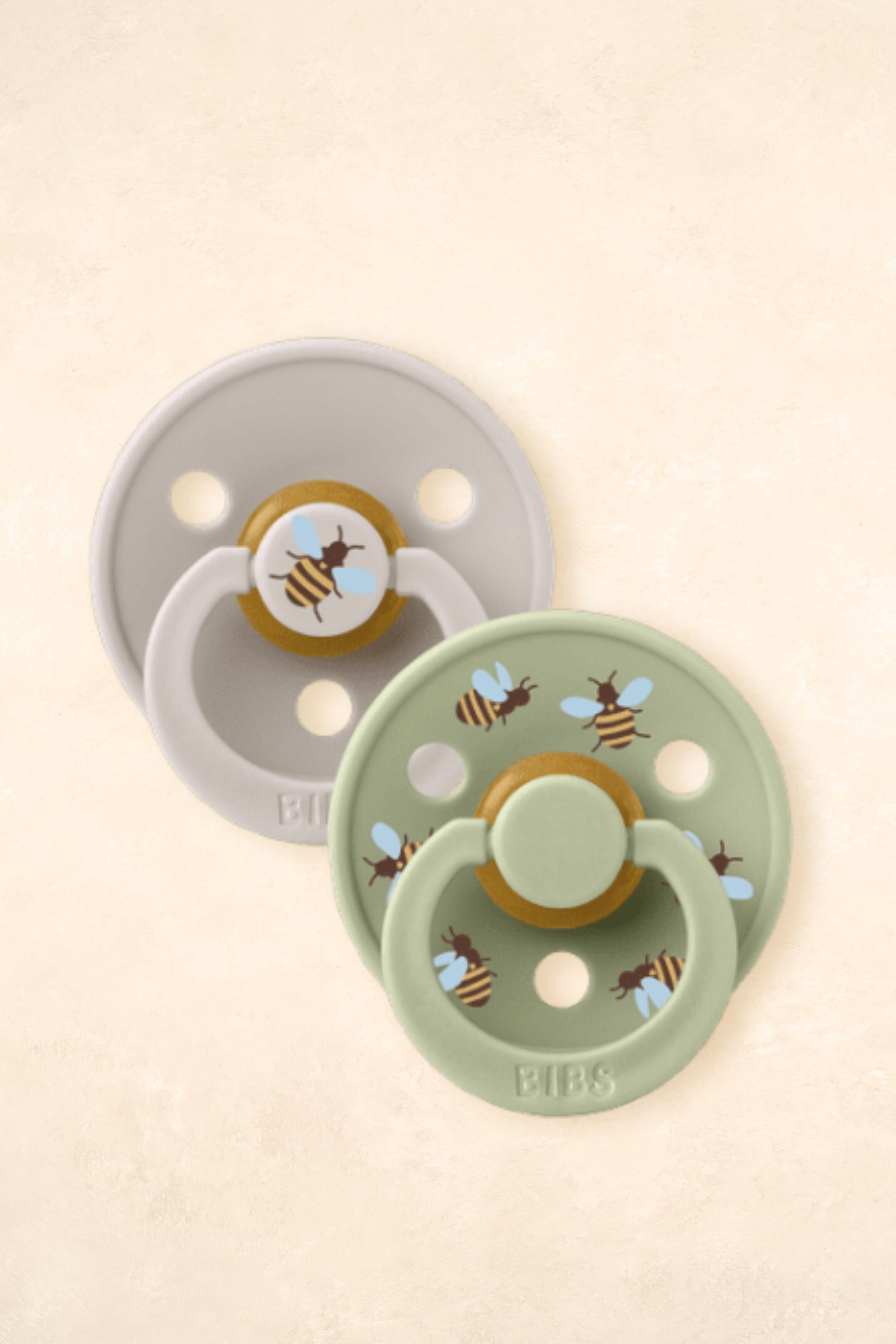 Dummies - Twin Pack Dummies + Teethers BIBS Size 1 Bumblebee Mushroom Mix 