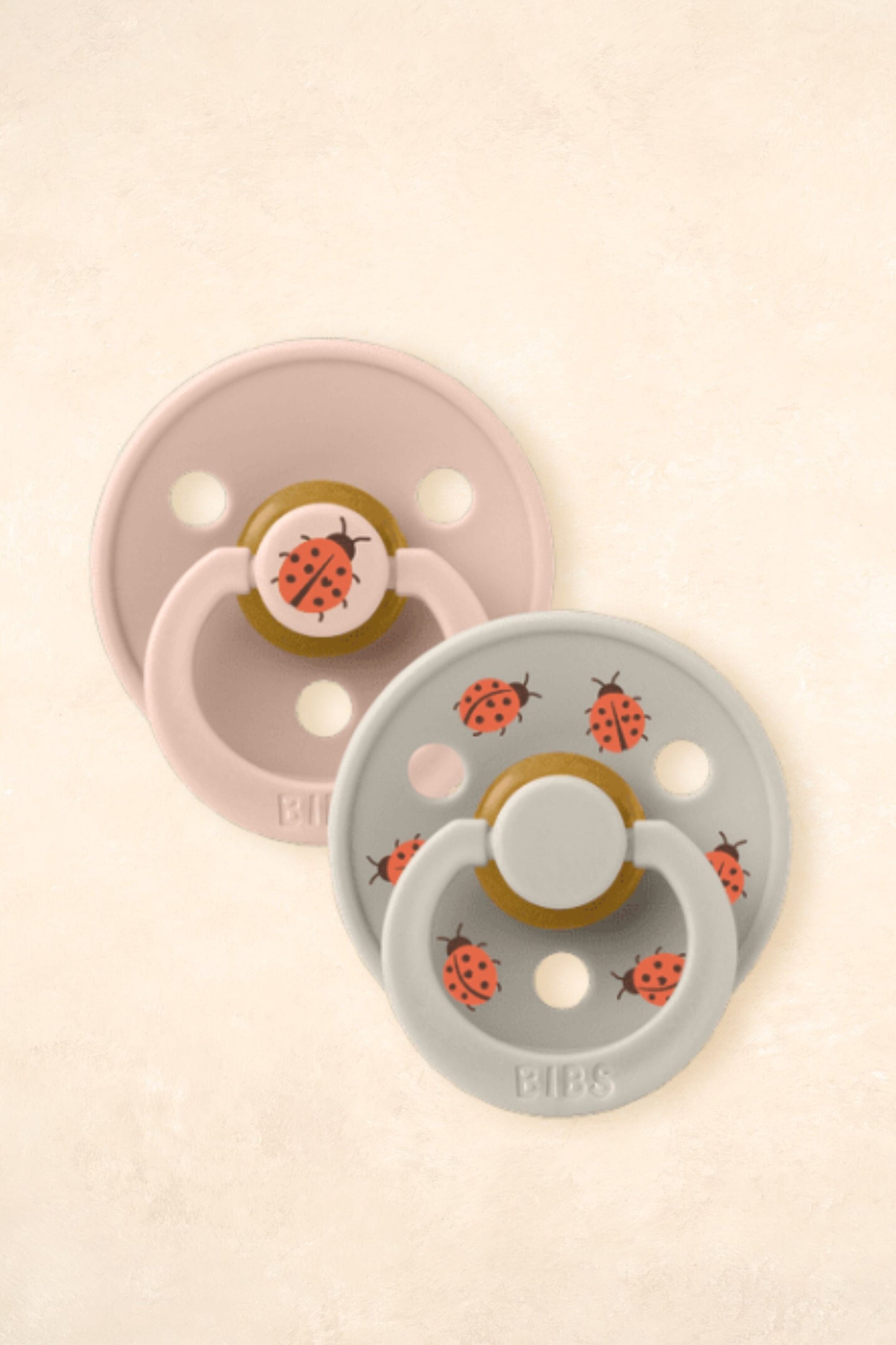 Dummies - Twin Pack Dummies + Teethers BIBS Size 1 Ladybug Blush Mix 