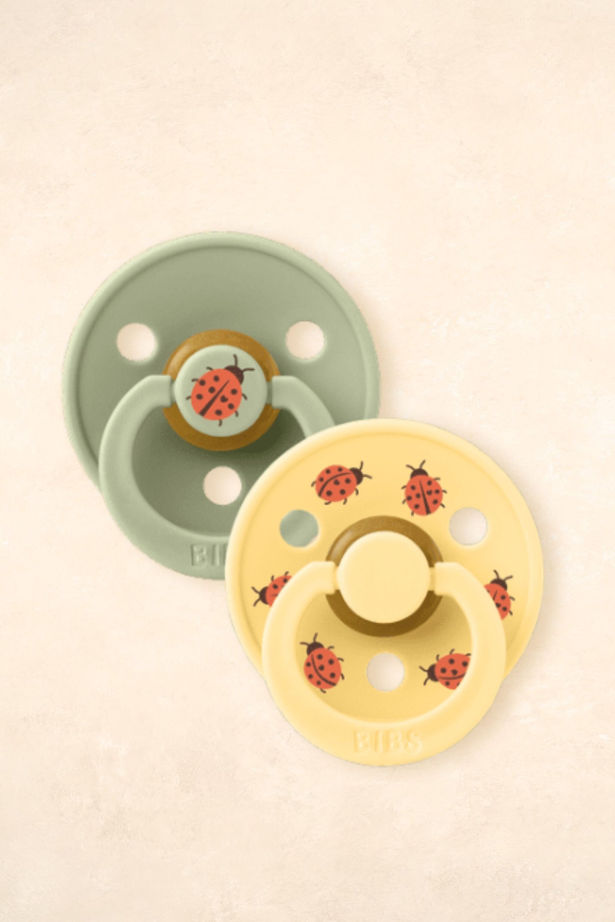 Dummies - Twin Pack Dummies + Teethers BIBS Size 1 Ladybug Sage Mix 