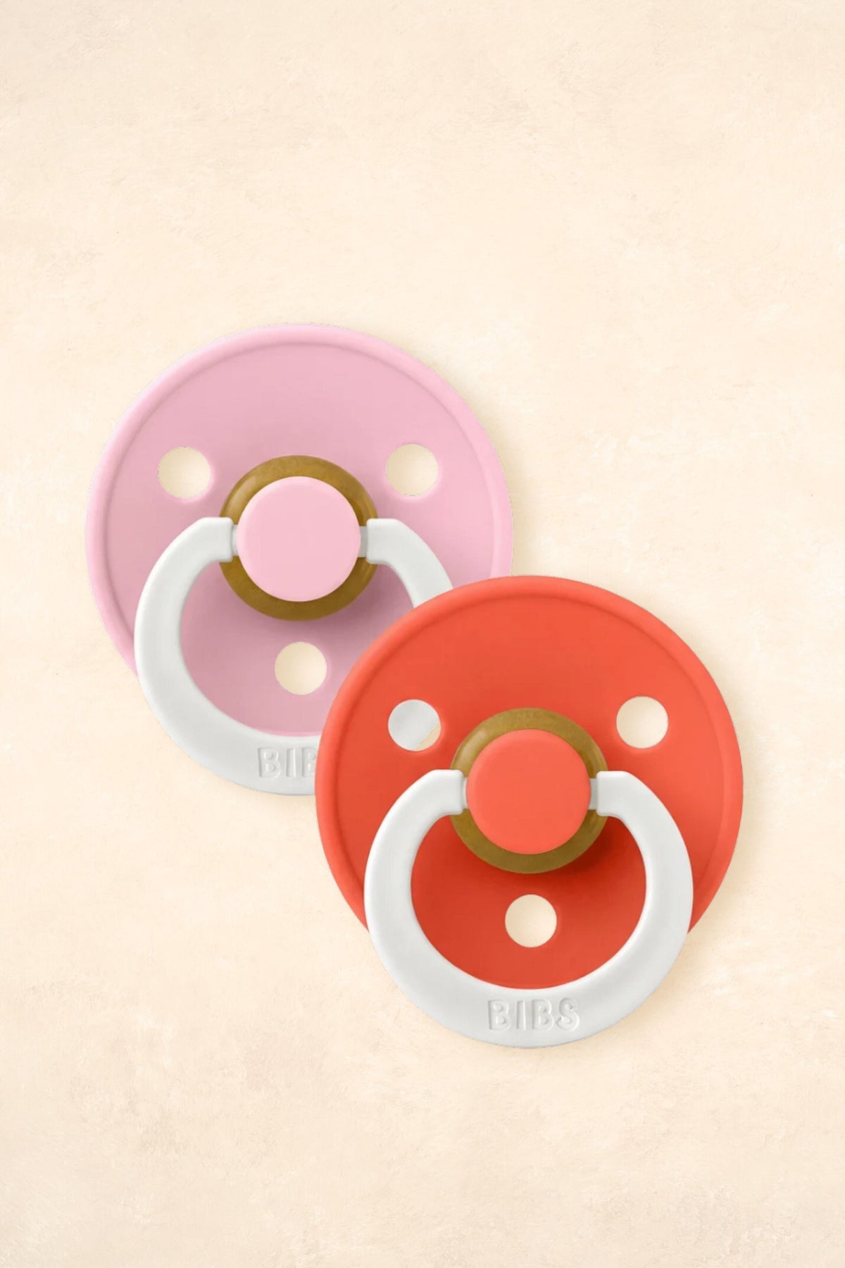 Dummies - Twin Pack Dummies + Teethers BIBS Size 1 NIGHT GLOW - Baby Pink/Tango 