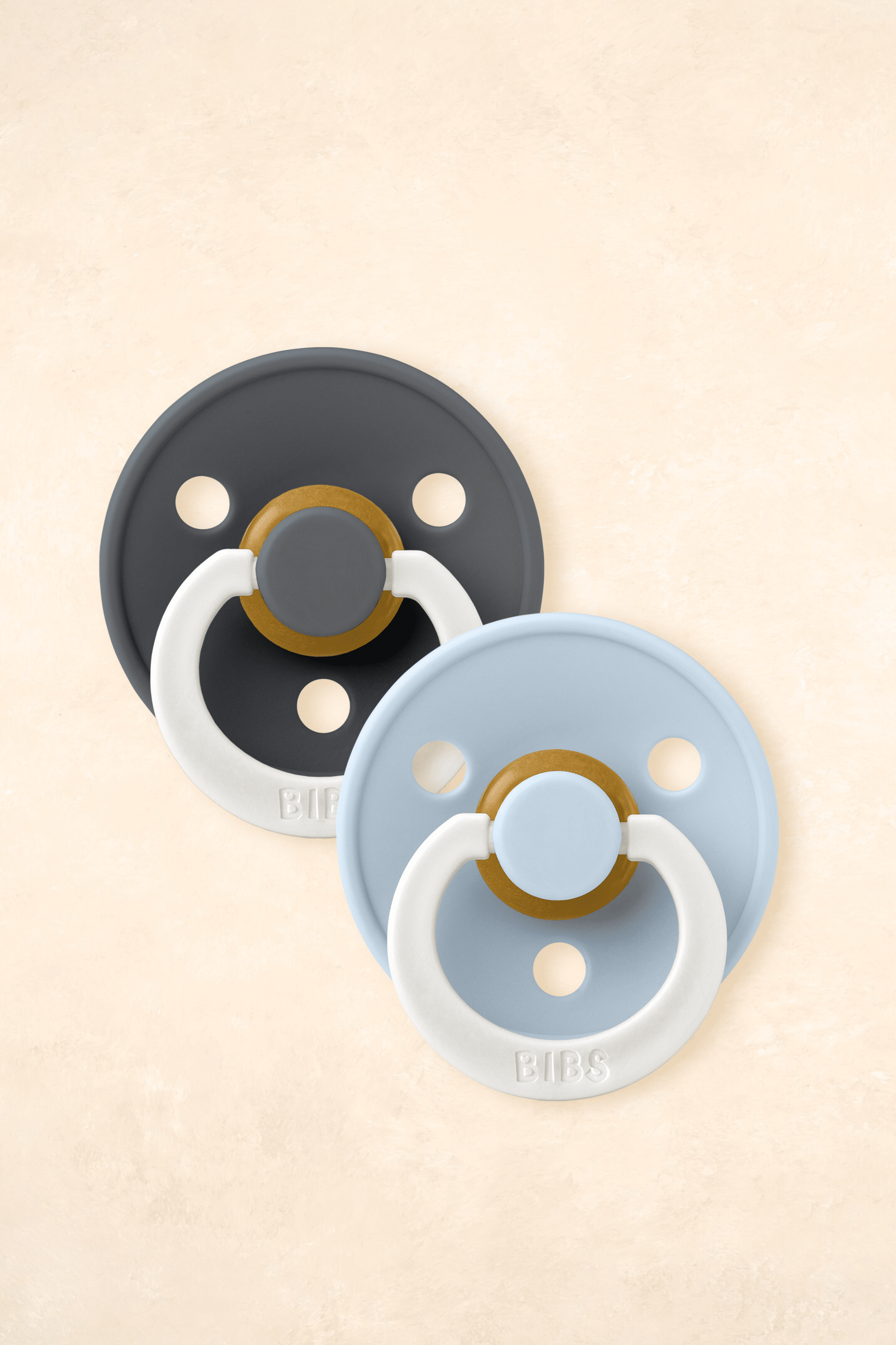 Dummies - Twin Pack Dummies + Teethers BIBS Size 1 NIGHT GLOW - Iron/Baby Blue 