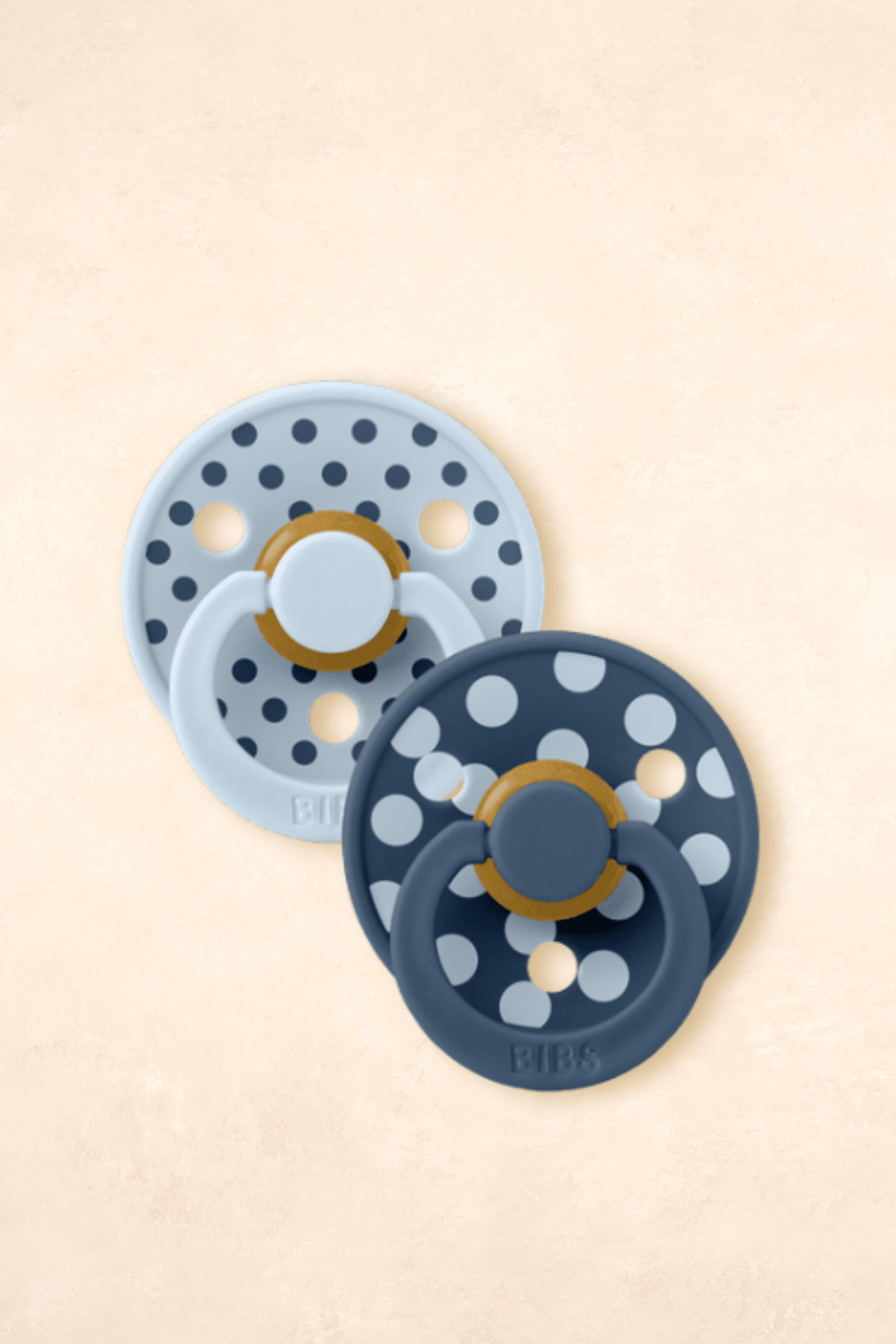 Dummies - Twin Pack Dummies + Teethers BIBS Size 1 Polka Baby Blue/Steel Blue 