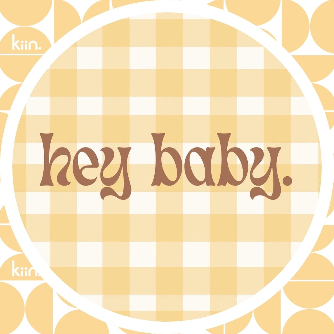 Gift Wrap and Personalised Greeting Card Gift Greeting Card Kiin ® Hey Baby (Yellow Gingham) 