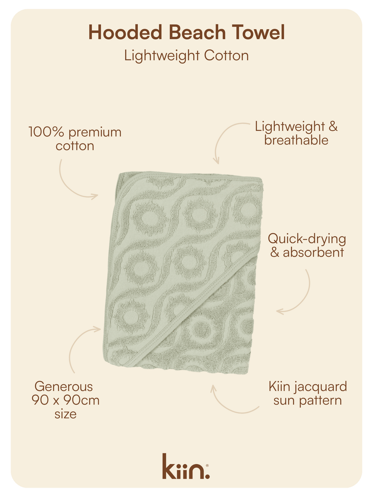 Hooded Beach Towel - Sage Kiin ® 