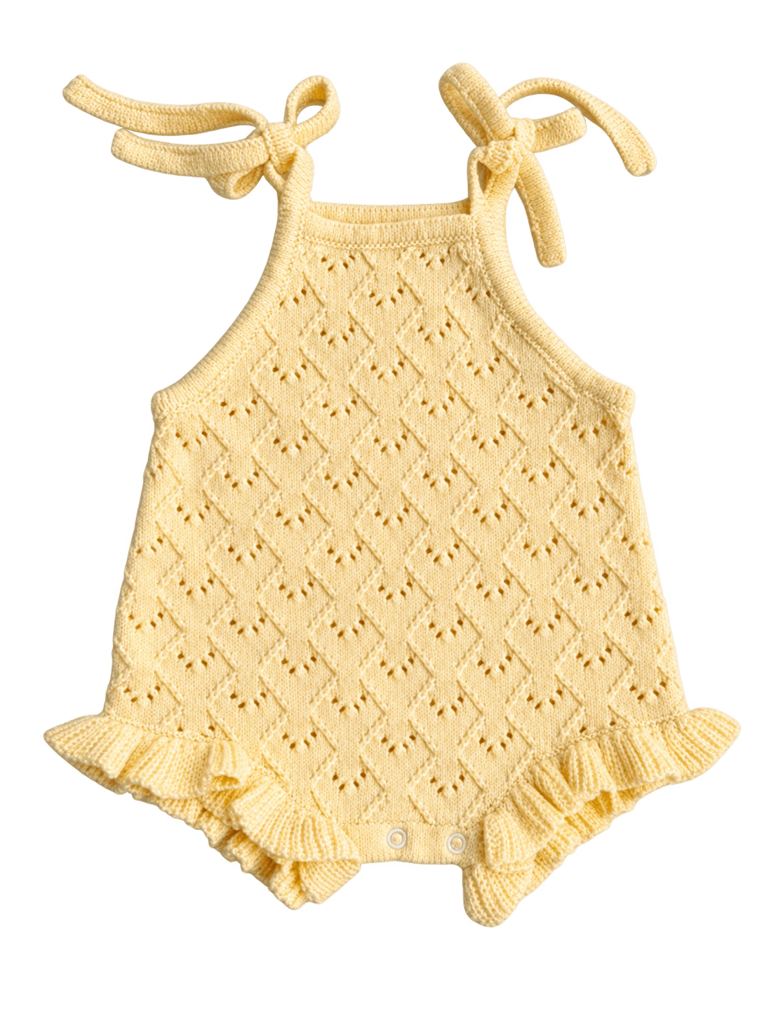Mila Pointelle Tie Romper - Butter Clothing FRECKLES the label 