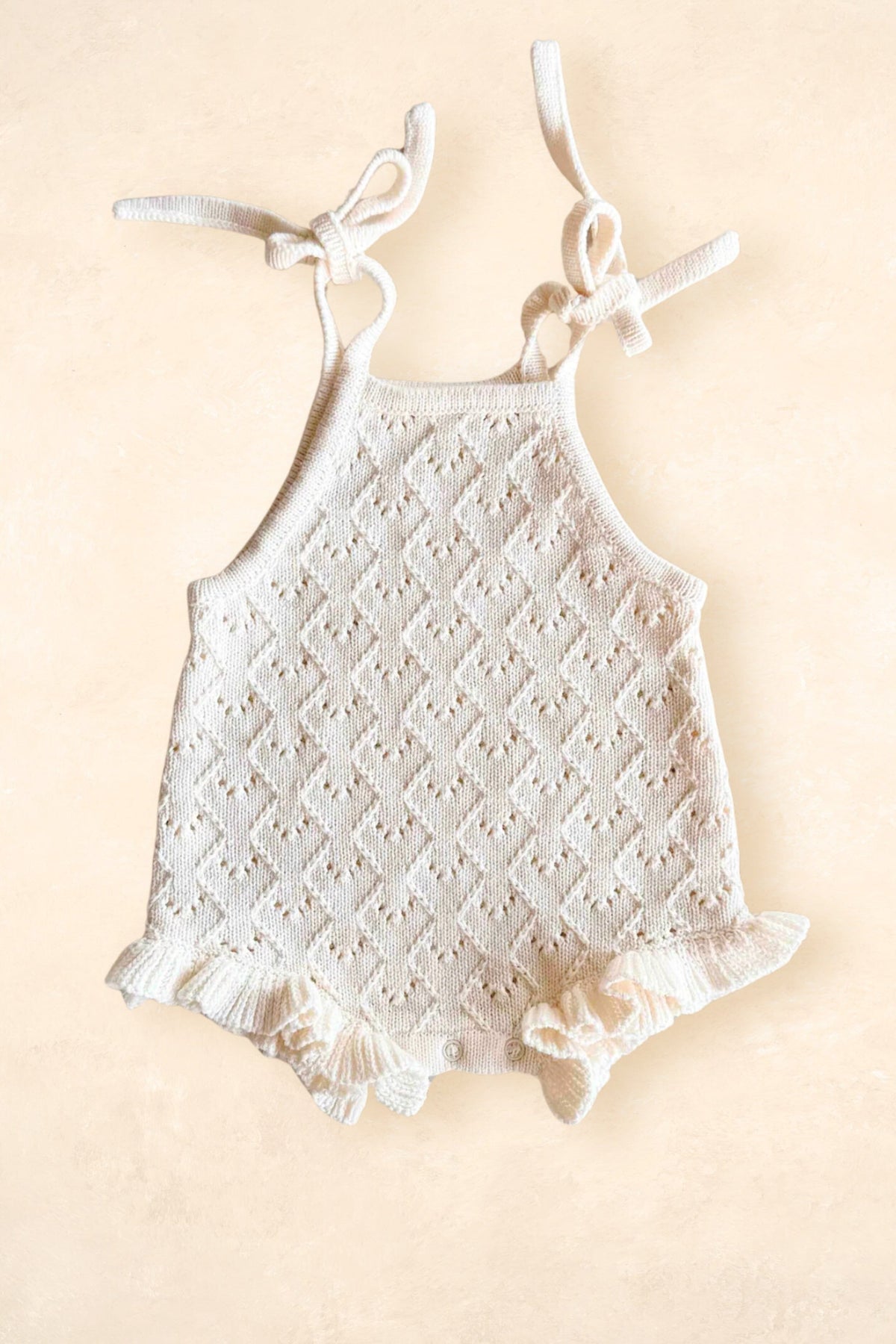 Mila Pointelle Tie Romper Clothing FRECKLES the label 0000 (Newborn) 