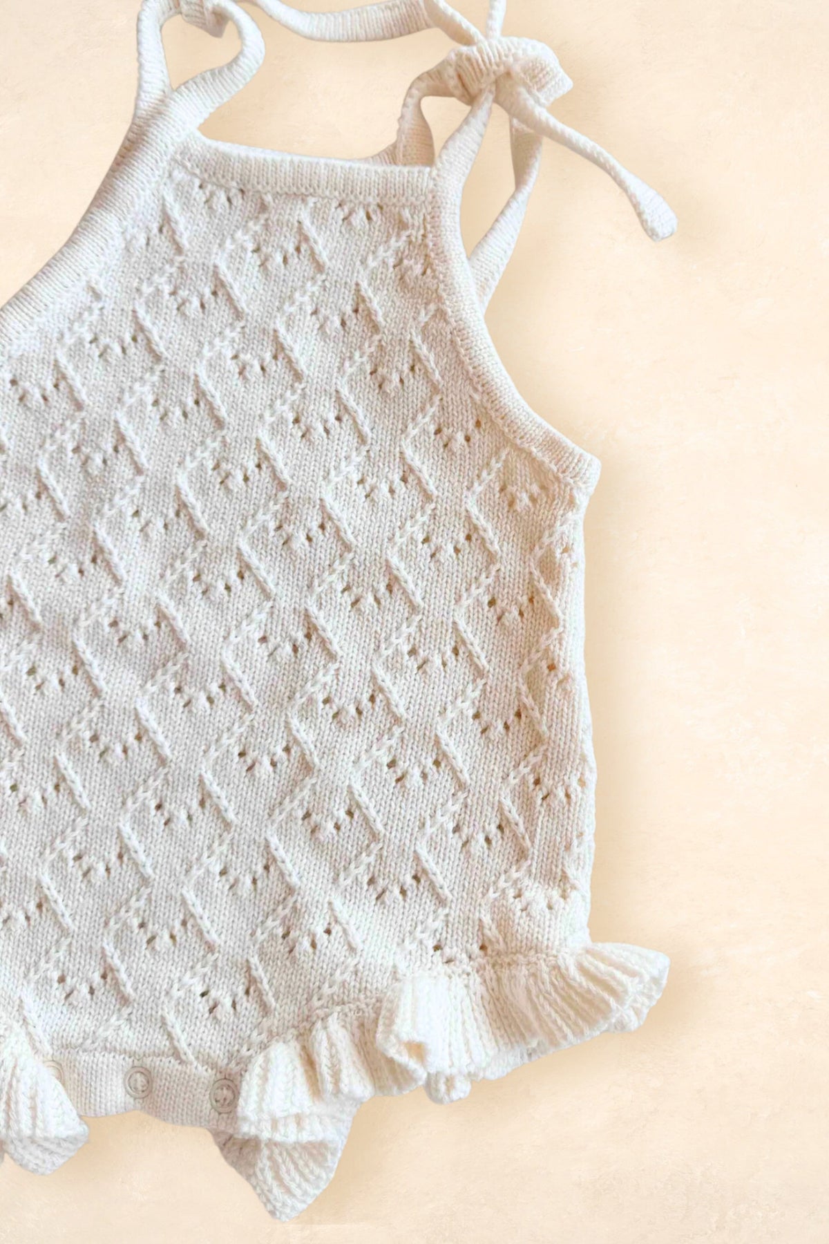 Mila Pointelle Tie Romper Clothing FRECKLES the label 
