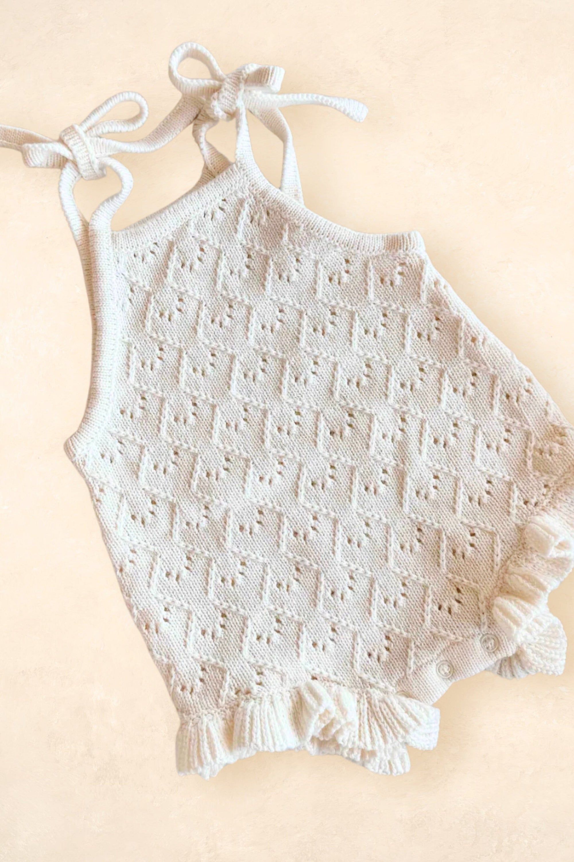 Mila Pointelle Tie Romper Clothing FRECKLES the label 