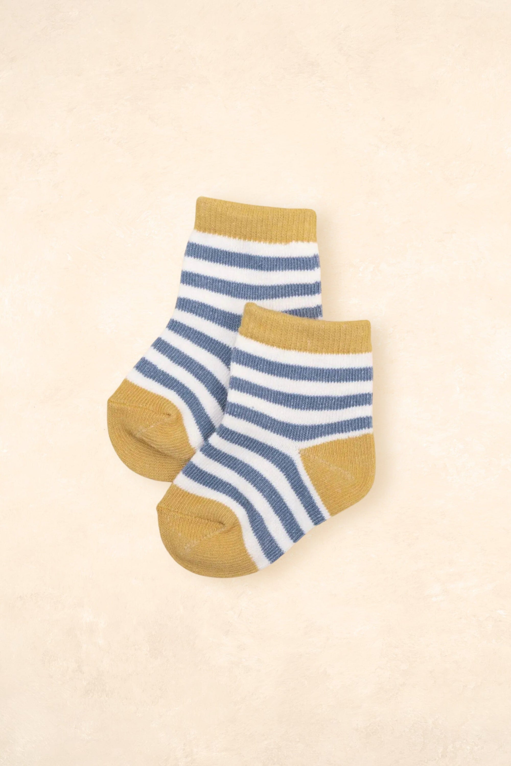 Organic Cotton Baby Socks Accessories Lūmmi In Colour Mustard & Blue Stripes 