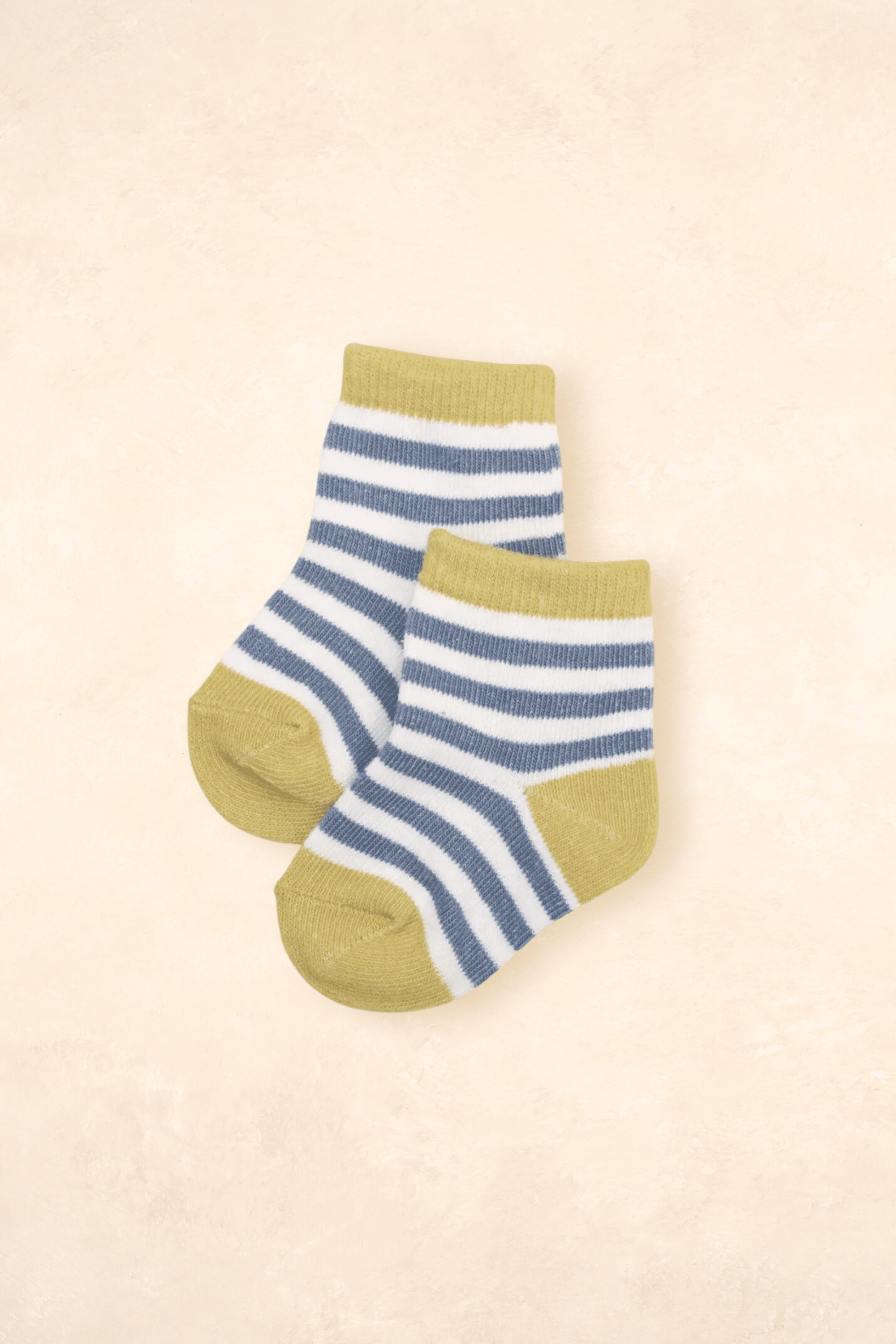Organic Cotton Baby Socks Accessories Lūmmi In Colour Mustard & Blue Stripes 