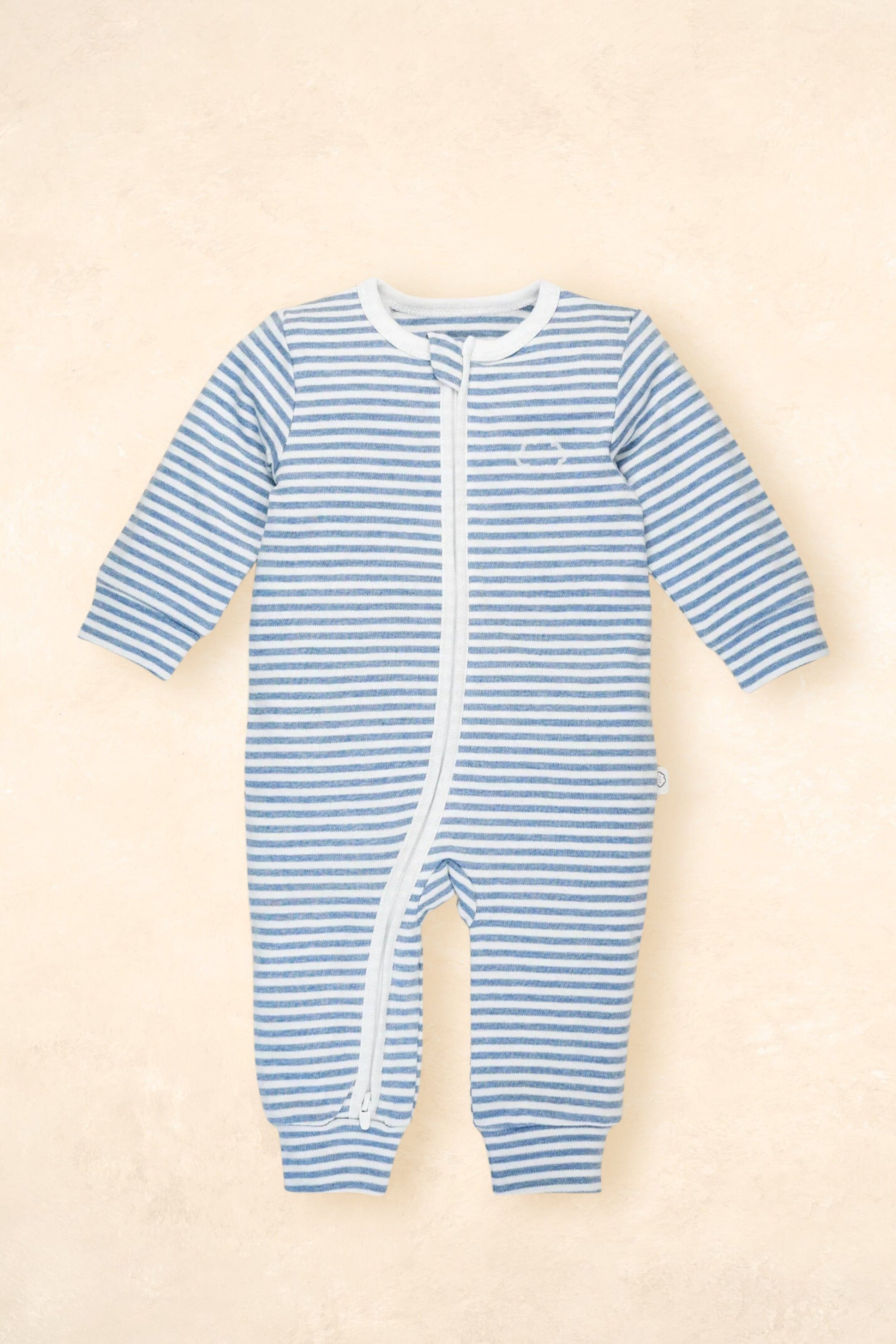 Organic Cotton Growsuit Clothing Lūmmi In Colour Blue Stripes 0000 (Newborn) 