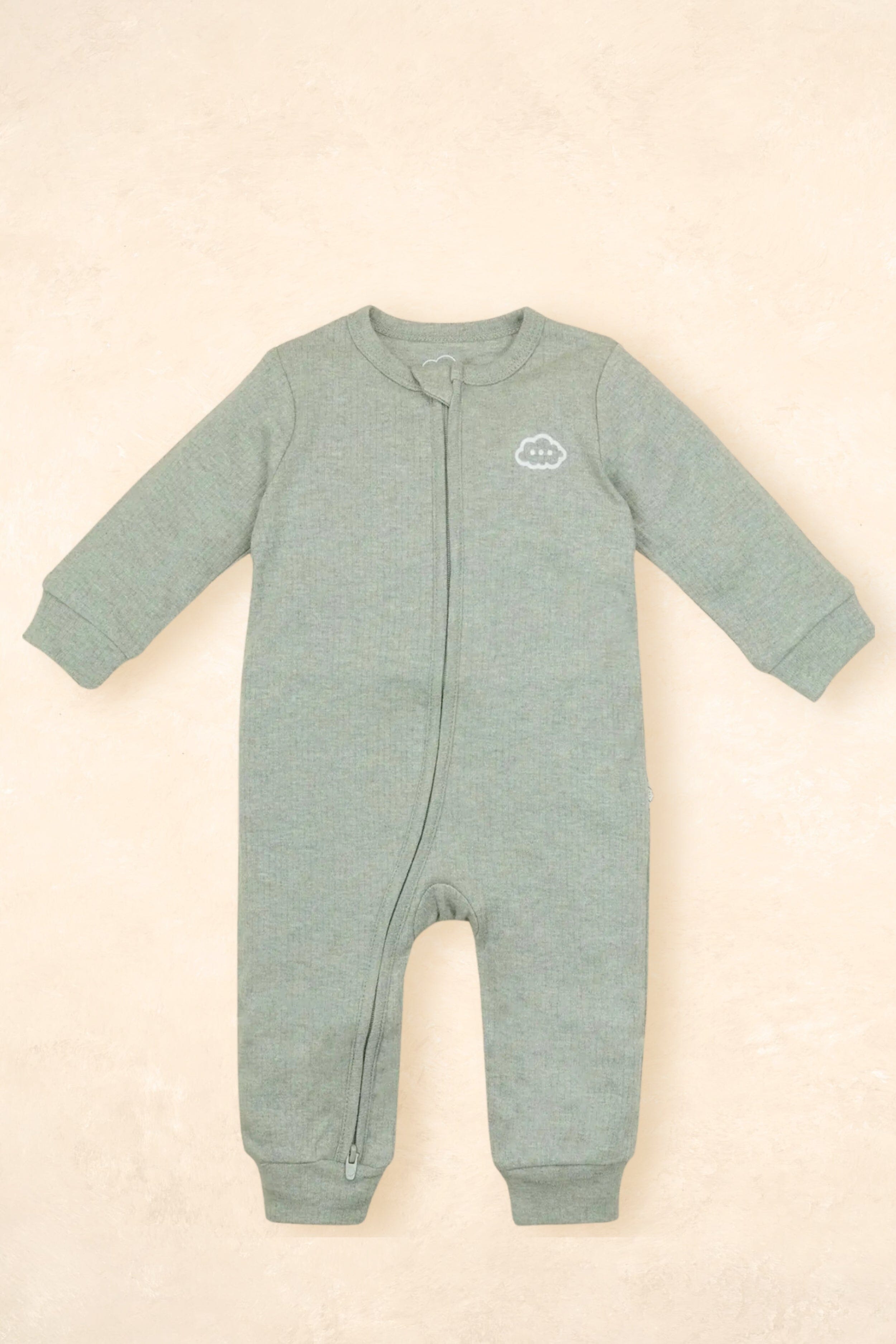 Organic Cotton Growsuit Clothing Lūmmi In Colour Forest Green 0000 (Newborn) 