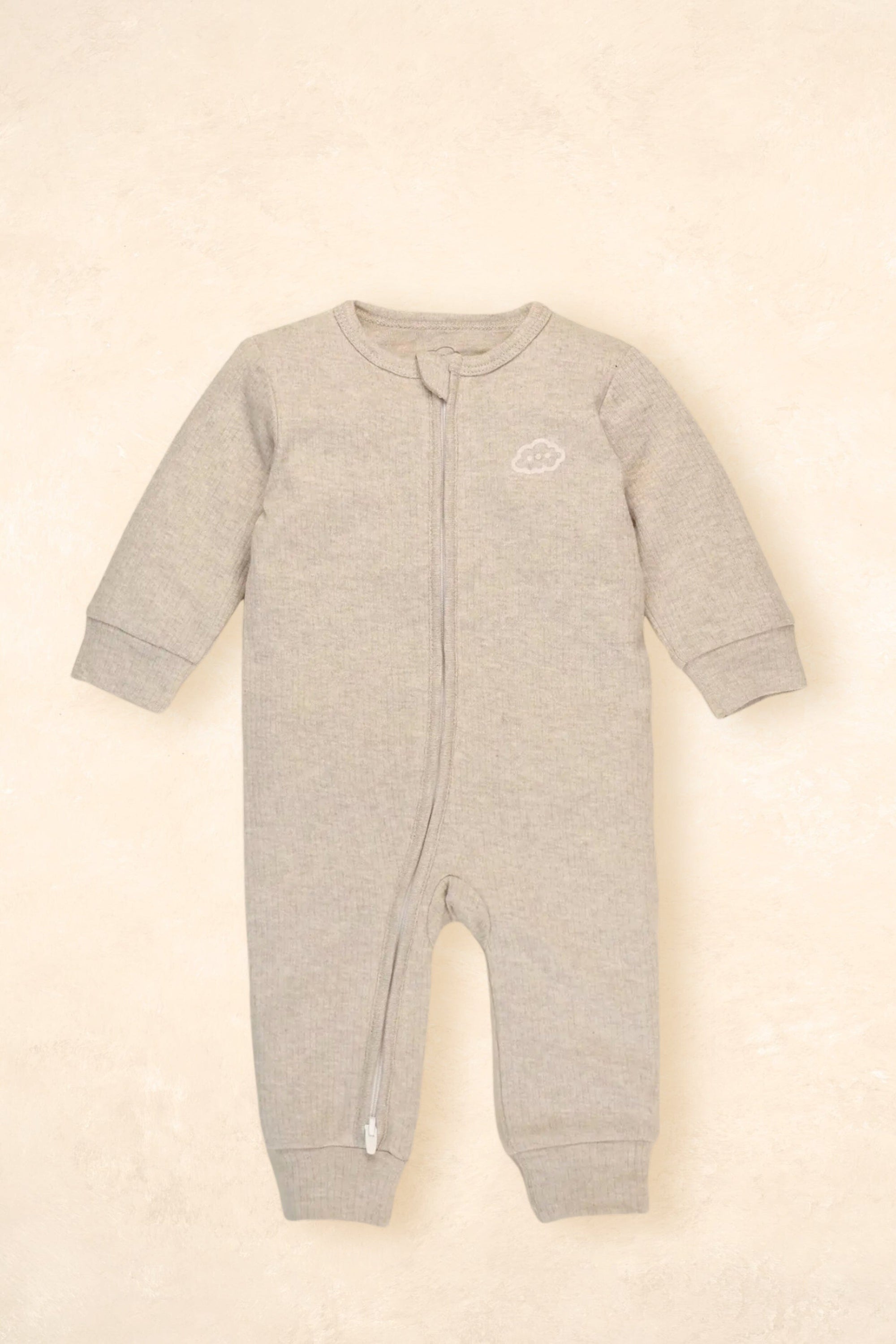 Organic Cotton Growsuit Clothing Lūmmi In Colour Heather Oat 0000 (Newborn) 