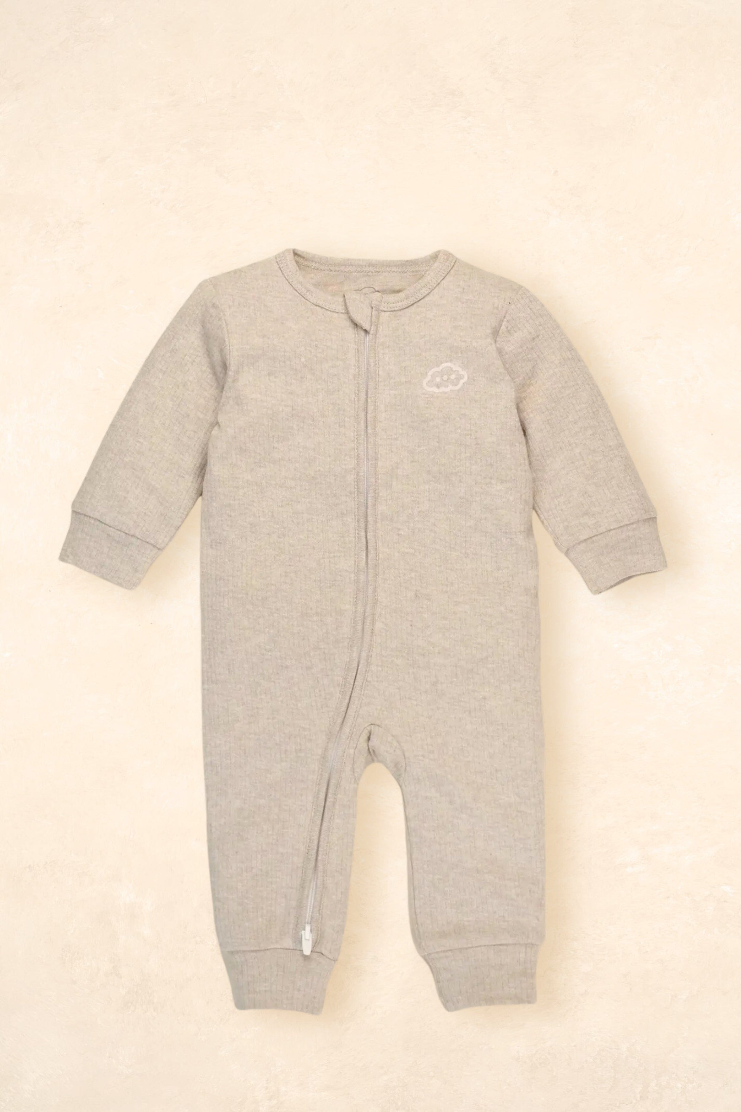 Organic Cotton Growsuit Clothing Lūmmi In Colour Heather Oat 0000 (Newborn) 