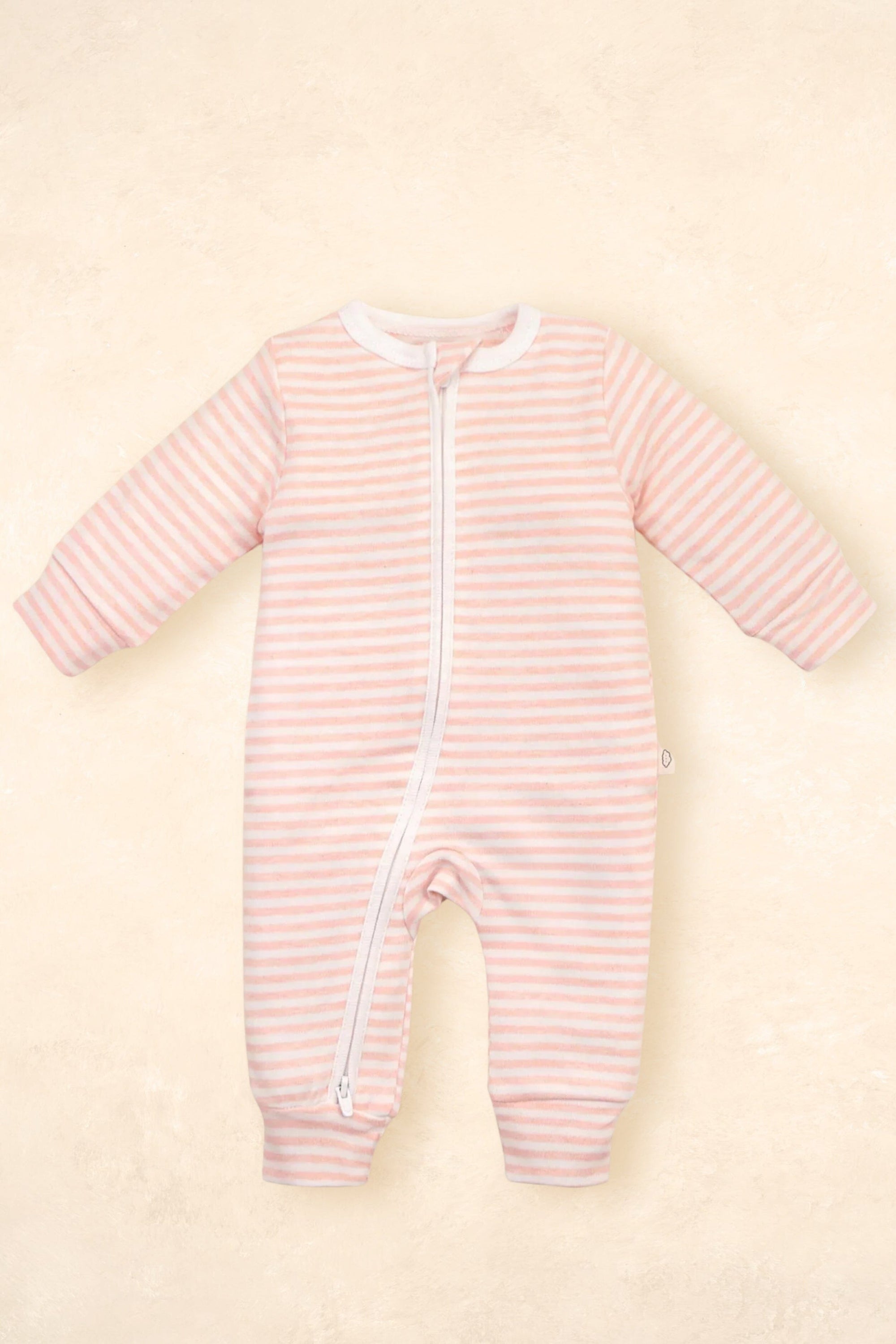 Organic Cotton Growsuit Clothing Lūmmi In Colour Pink Stripes 0000 (Newborn) 