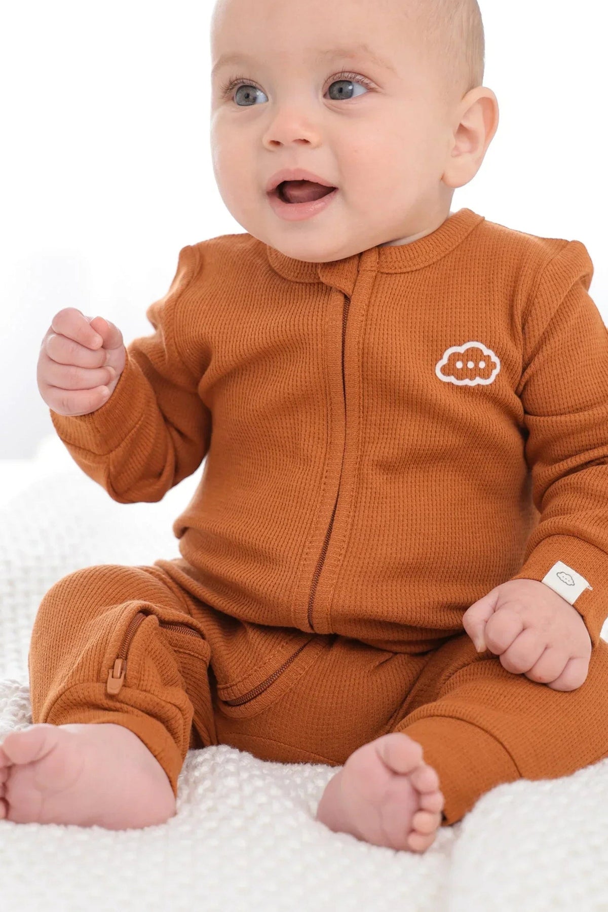 Organic Cotton Waffle Growsuit Clothing Lūmmi In Colour 