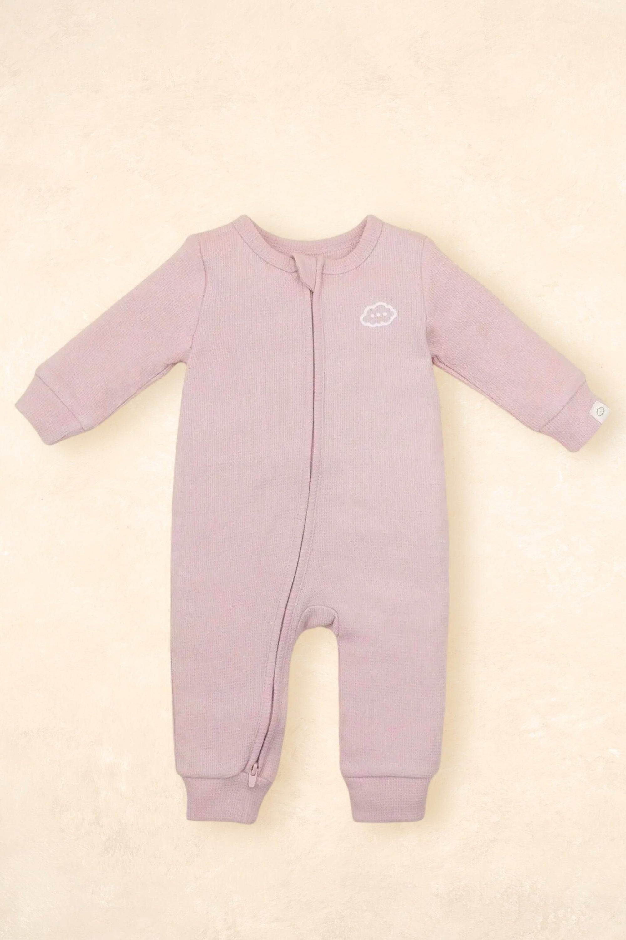 Organic Cotton Waffle Growsuit Clothing Lūmmi In Colour Lavender 0000 (Newborn 0-3 weeks) 