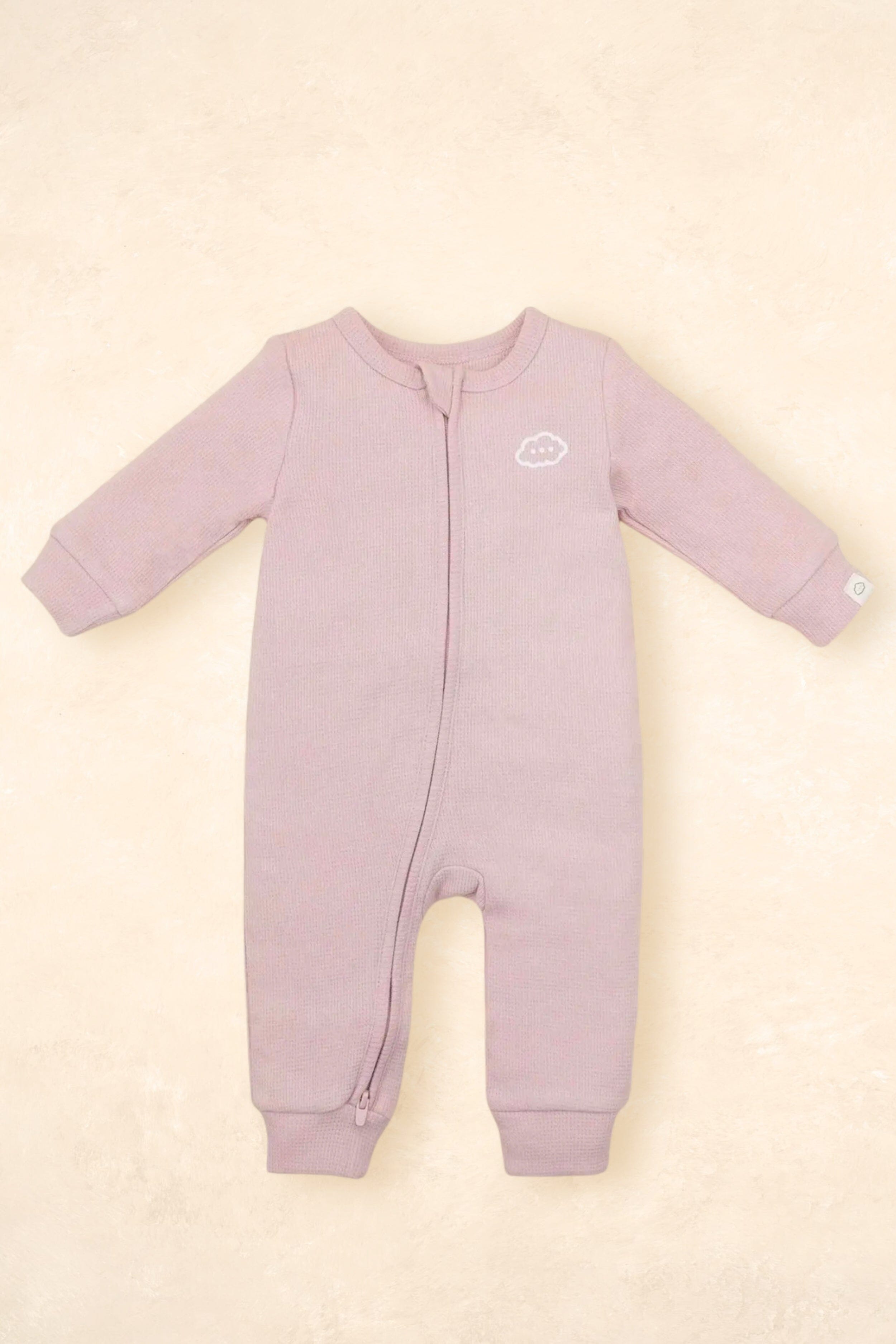 Organic Cotton Waffle Growsuit Clothing Lūmmi In Colour Lavender 0000 (Newborn 0-3 weeks) 