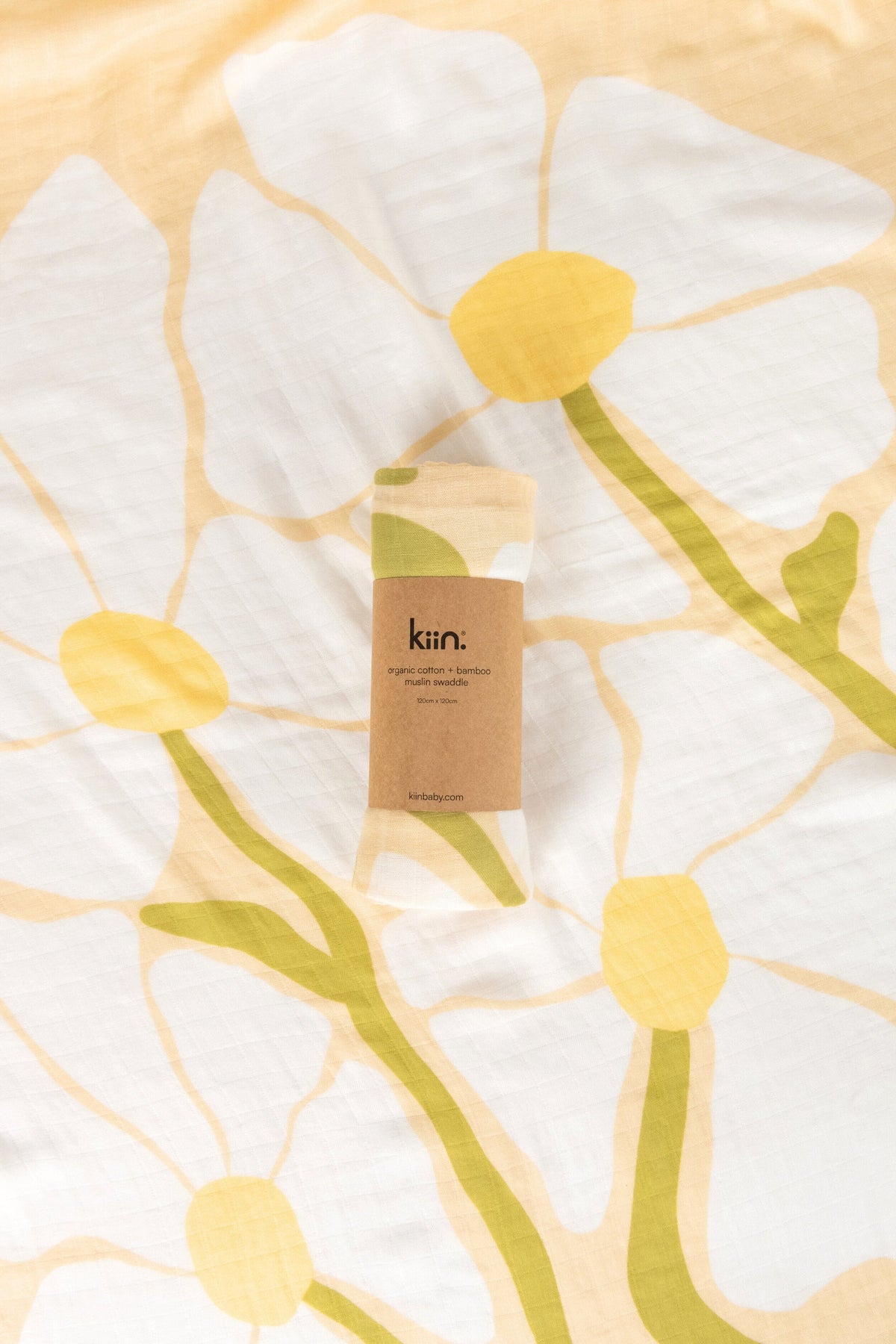 Organic Muslin Baby Swaddle - Fleur (Limited Edition) .  Soft newborn essential and baby shower gift. Breathable organic cotton bamboo swaddle for hospital bags and newborn sleep.