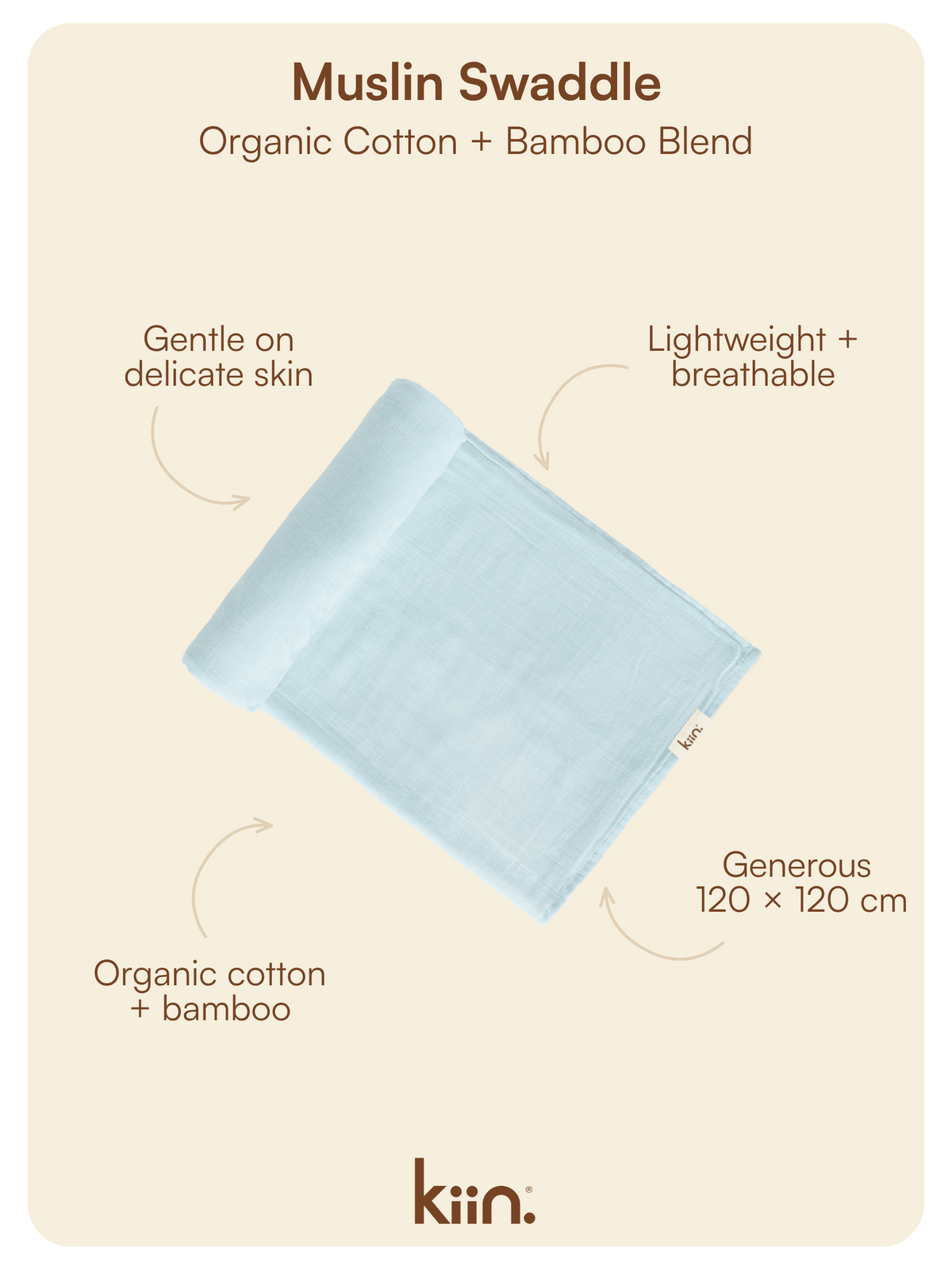 Organic Muslin Swaddle - Pastel Sky Swaddles Kiin ® 