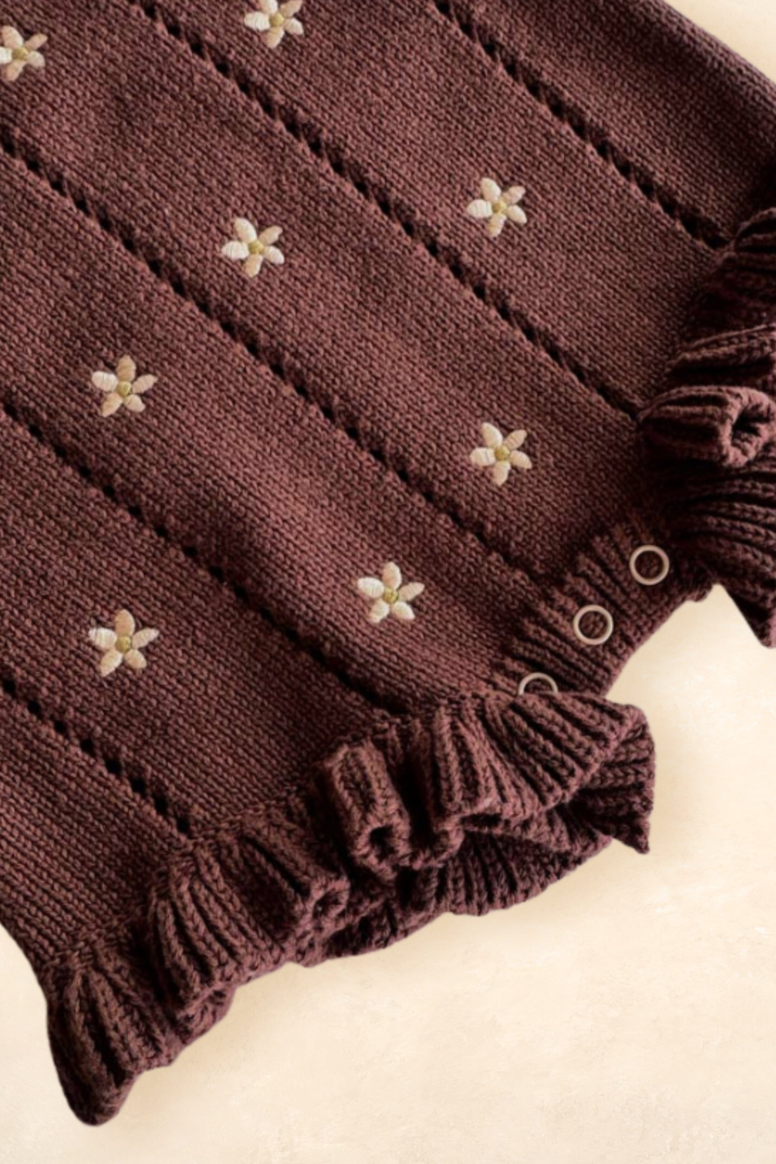 Pointelle Romper - Brown Daisy Clothing FRECKLES the label 