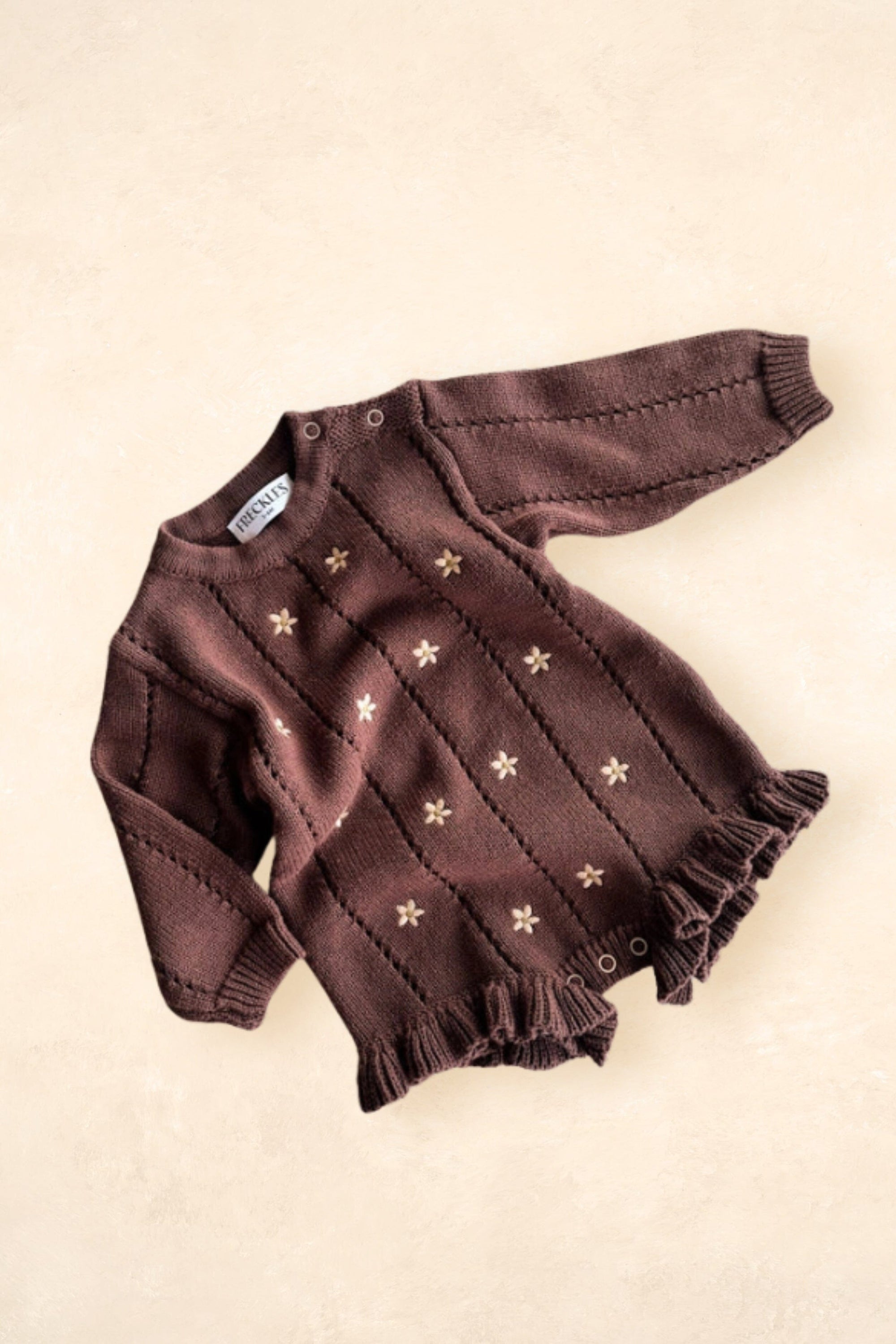 Pointelle Romper - Brown Daisy Clothing FRECKLES the label 