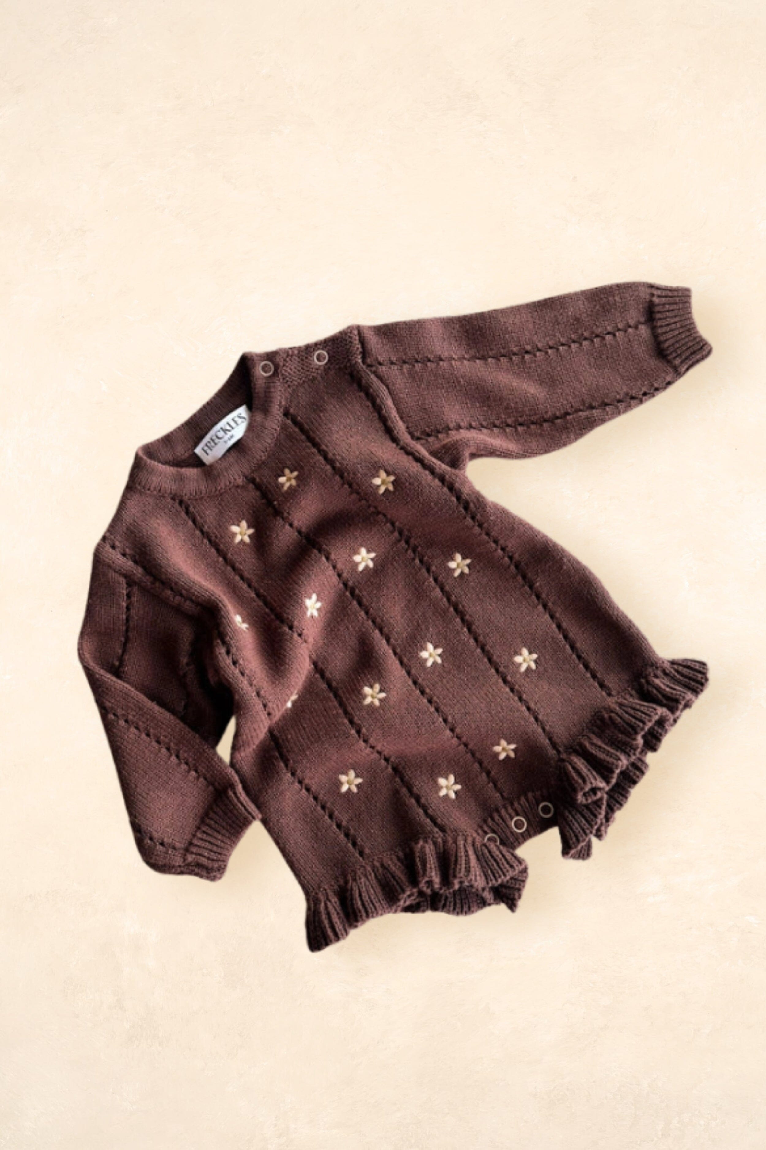 Pointelle Romper - Brown Daisy Clothing FRECKLES the label 