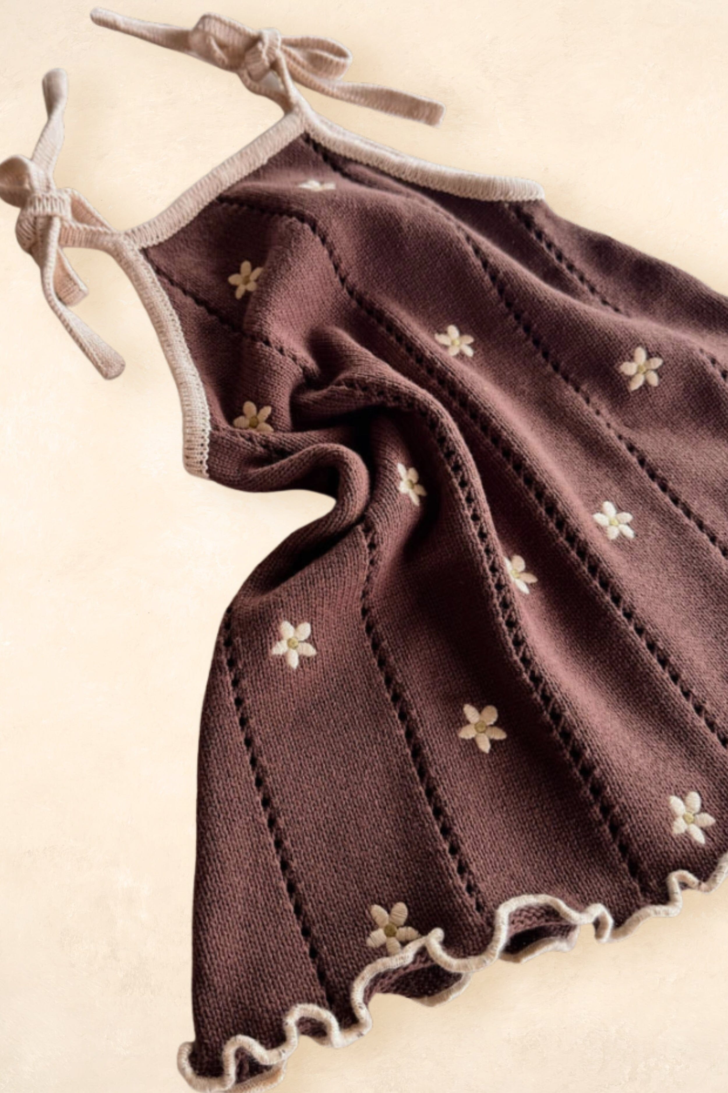 Pointelle Tie Dress - Brown Daisy Clothing FRECKLES the label 