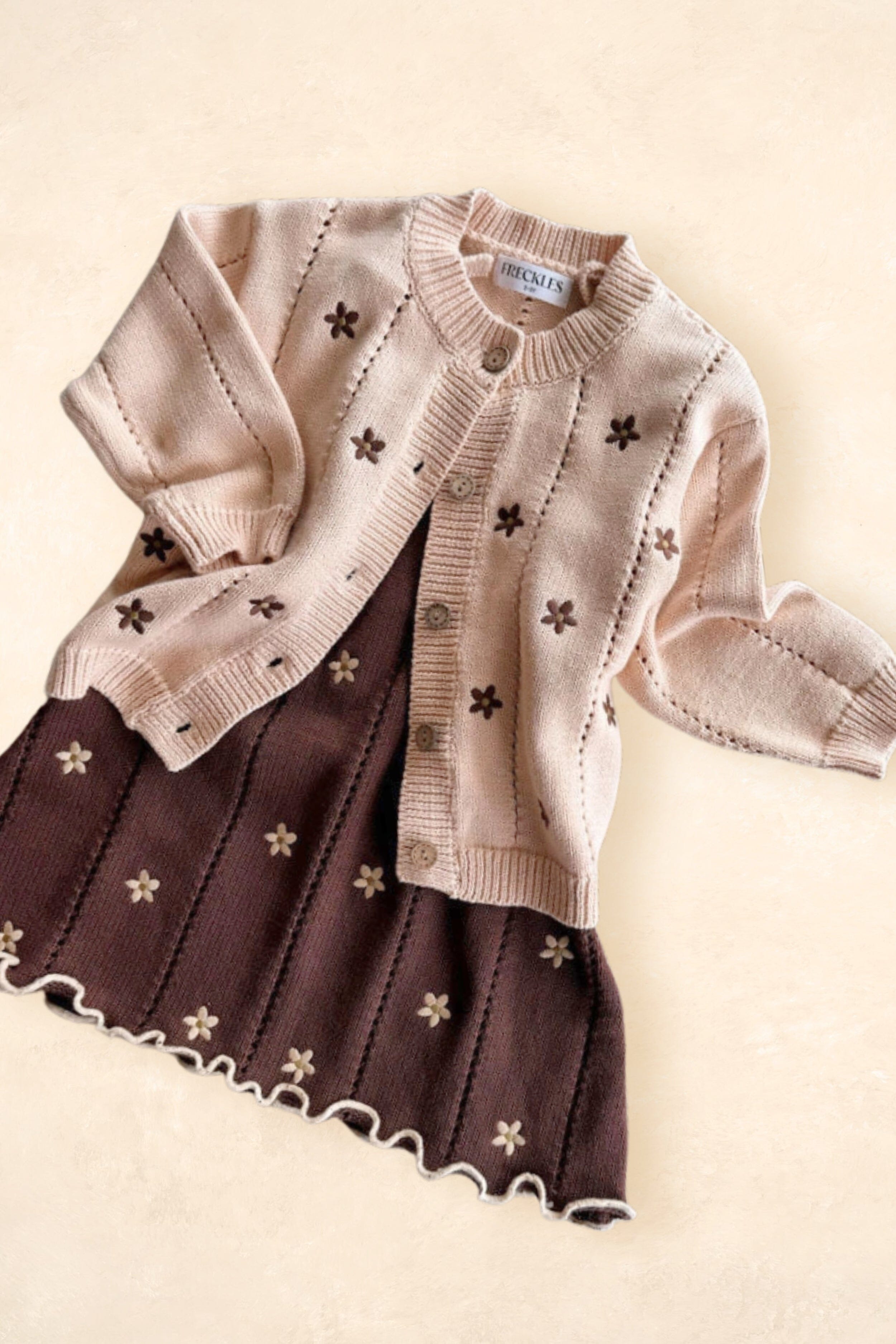 Pointelle Tie Dress - Brown Daisy Clothing FRECKLES the label 
