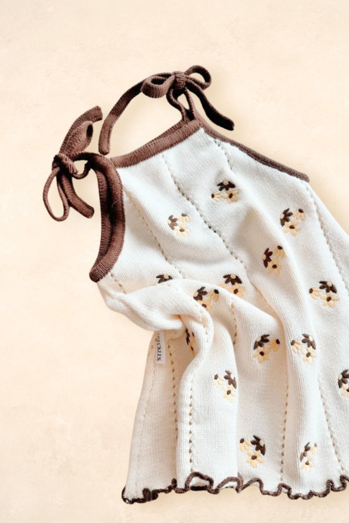 Pointelle Tie Dress - Chocolate Clothing FRECKLES the label 