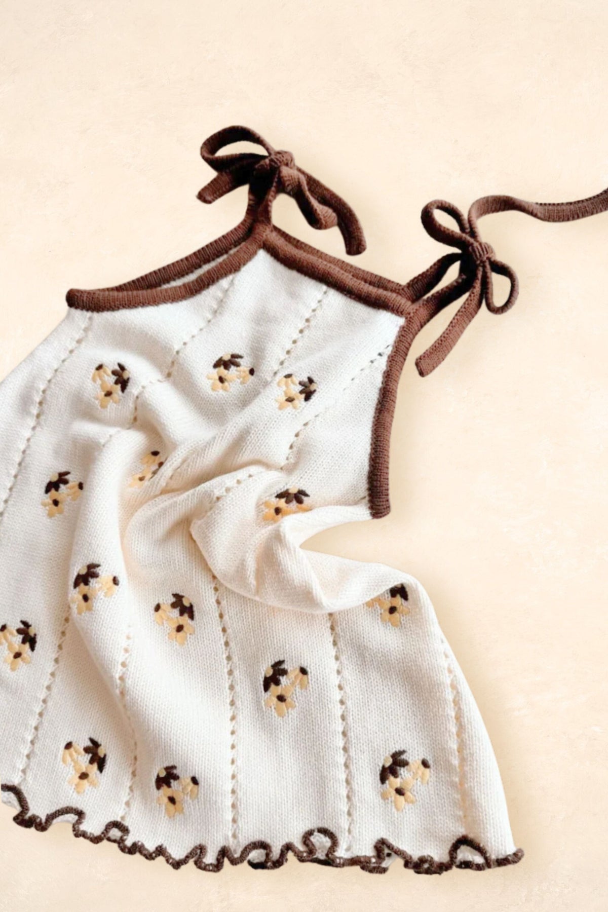Pointelle Tie Dress - Chocolate Clothing FRECKLES the label 