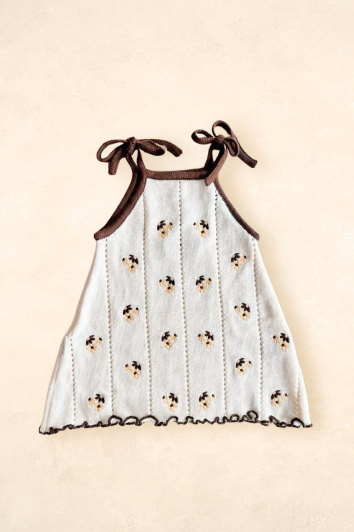 Pointelle Tie Dress - Chocolate Clothing FRECKLES the label 