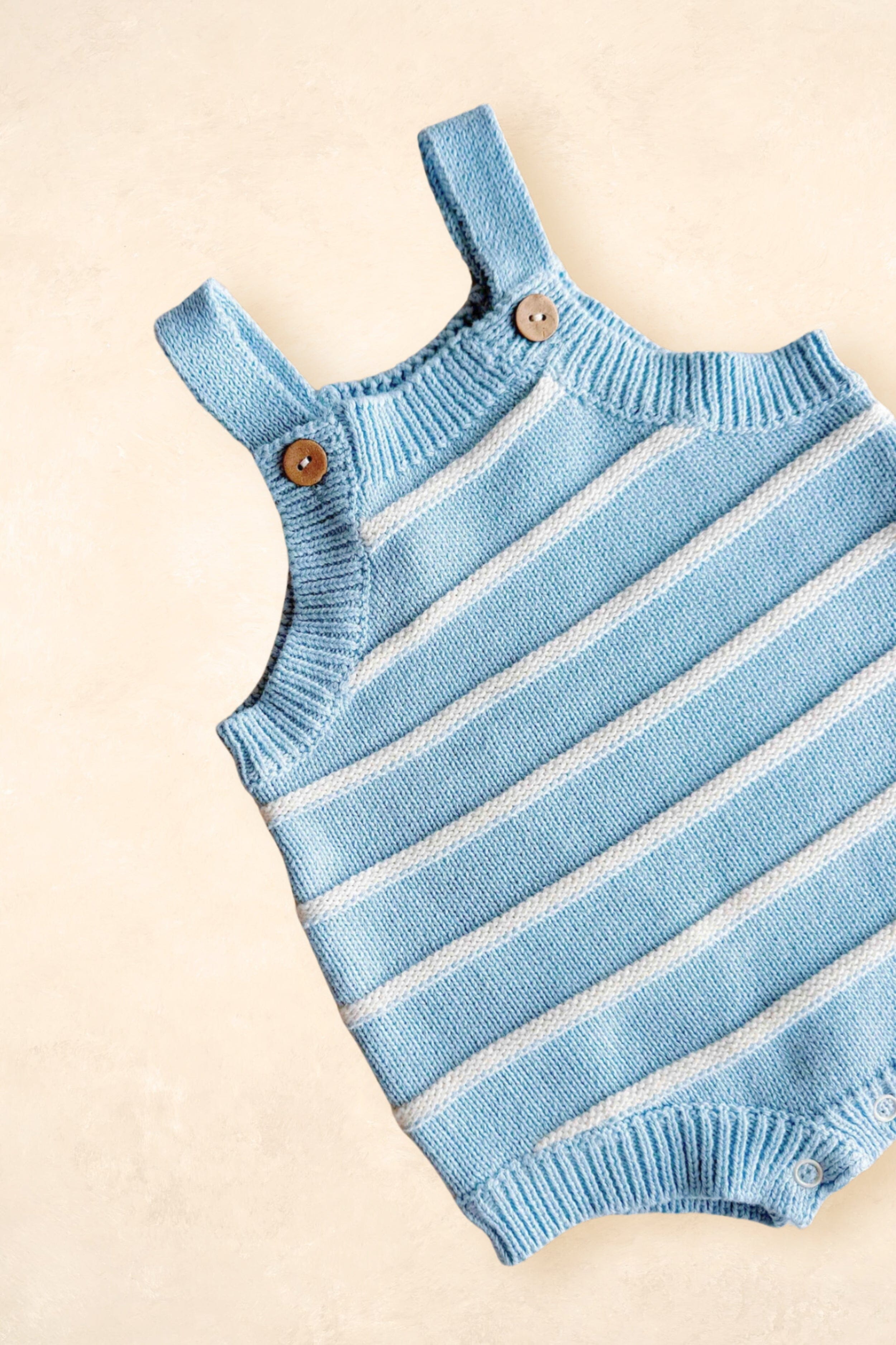 Raised Stripe Button Romper - Arctic Clothing FRECKLES the label 