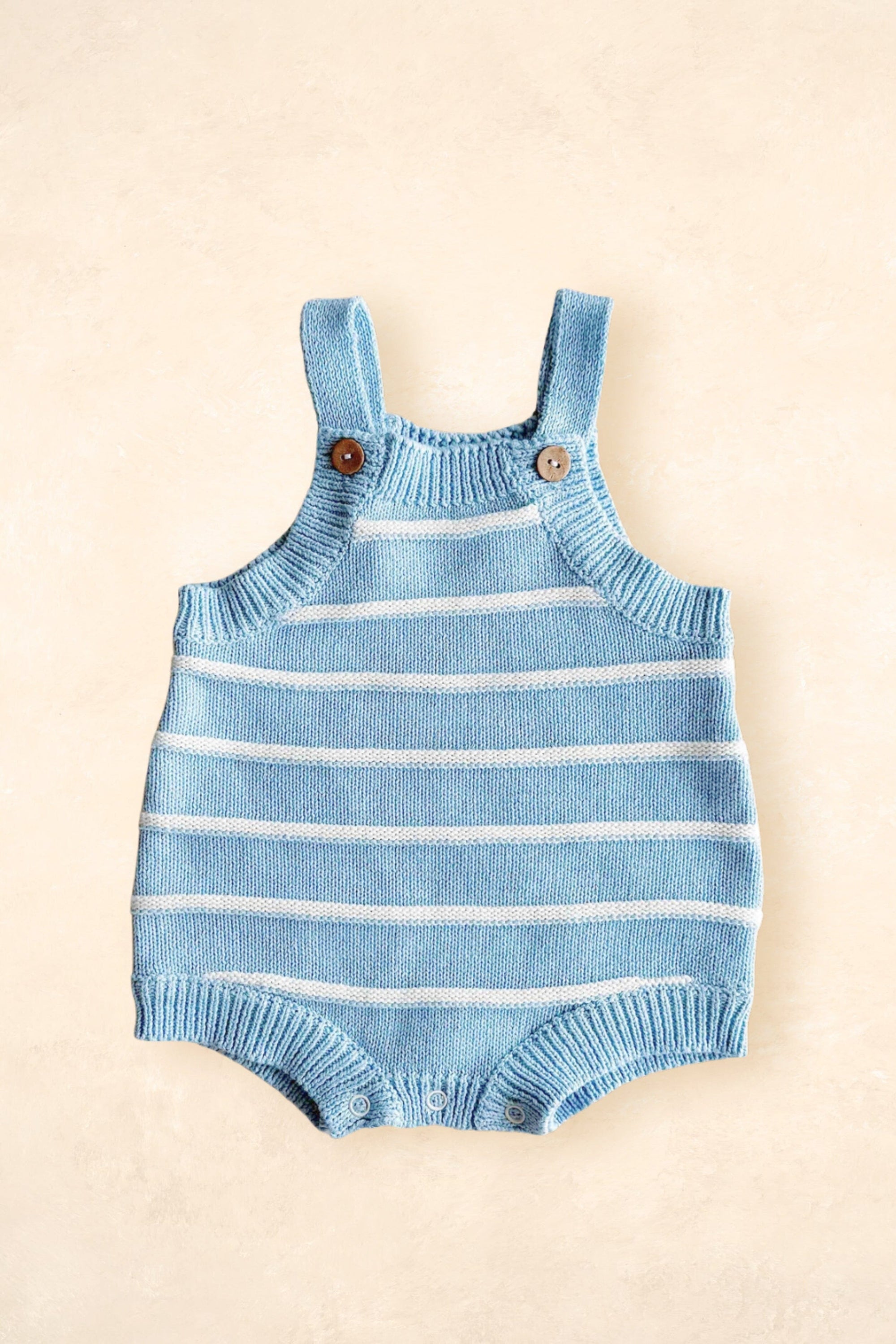 Raised Stripe Button Romper - Arctic Clothing FRECKLES the label 