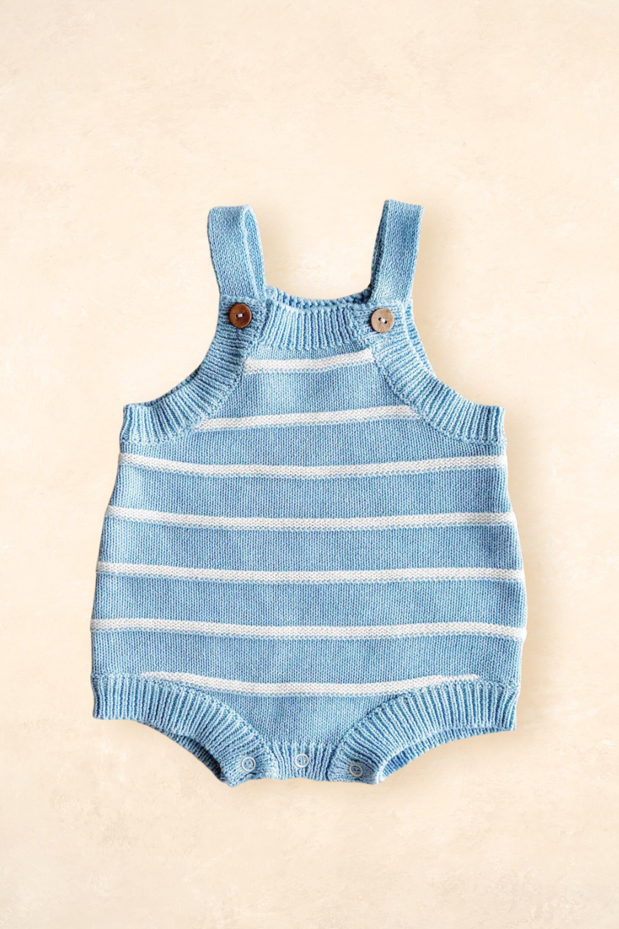 Raised Stripe Button Romper - Arctic Clothing FRECKLES the label 
