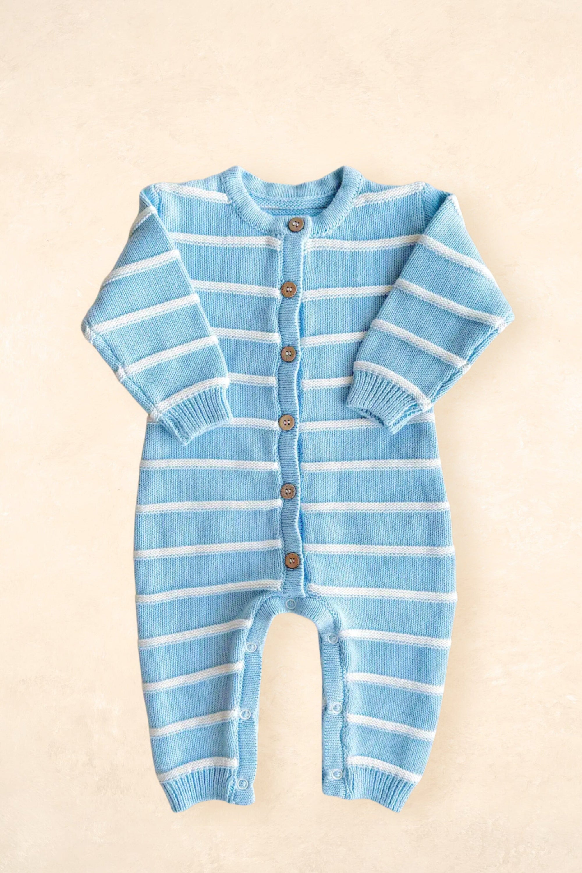 Raised Stripe Full Romper Clothing FRECKLES the label 0000 (Newborn) Arctic 