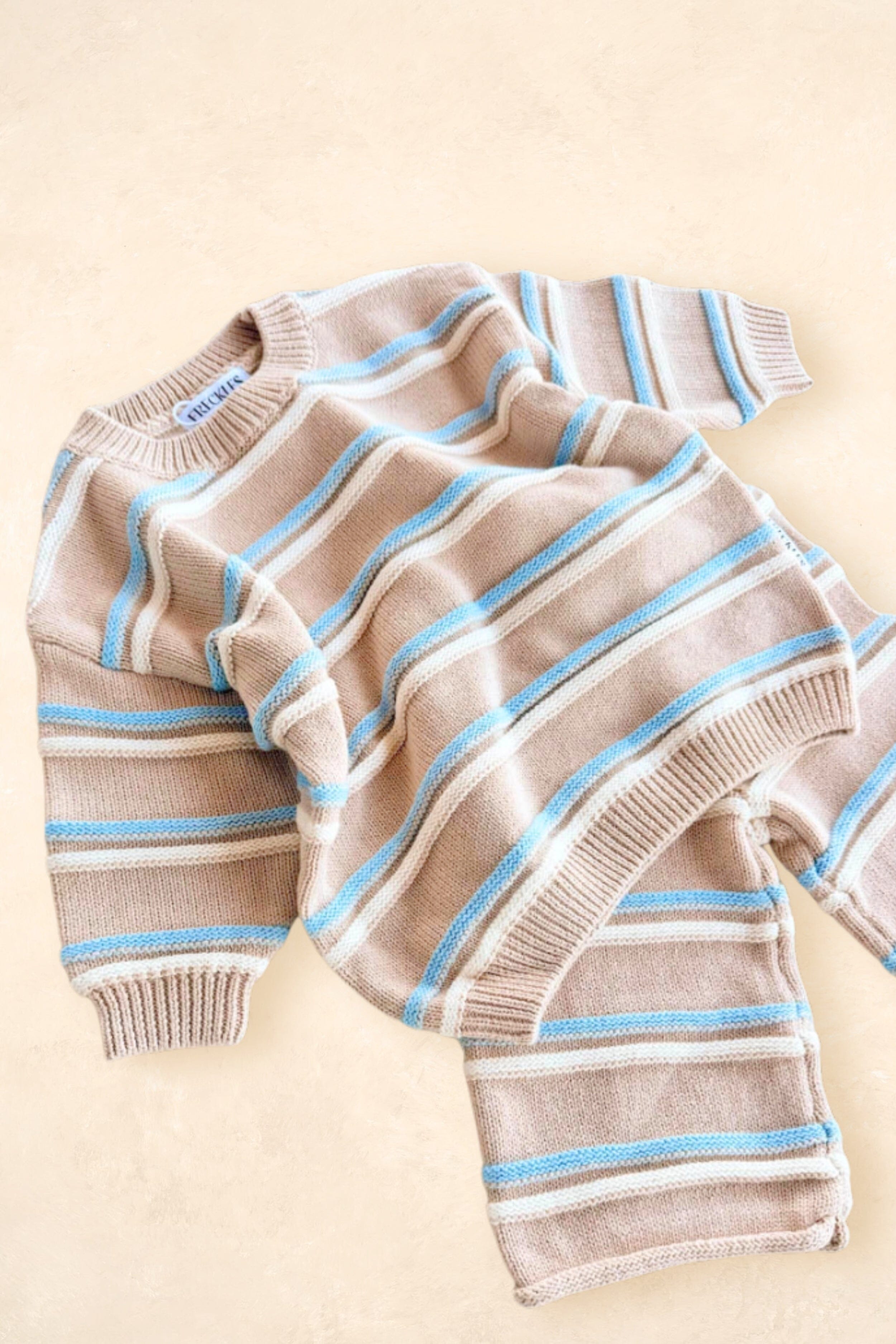 Raised Stripe Knit Jumper - Oat Clothing FRECKLES the label 