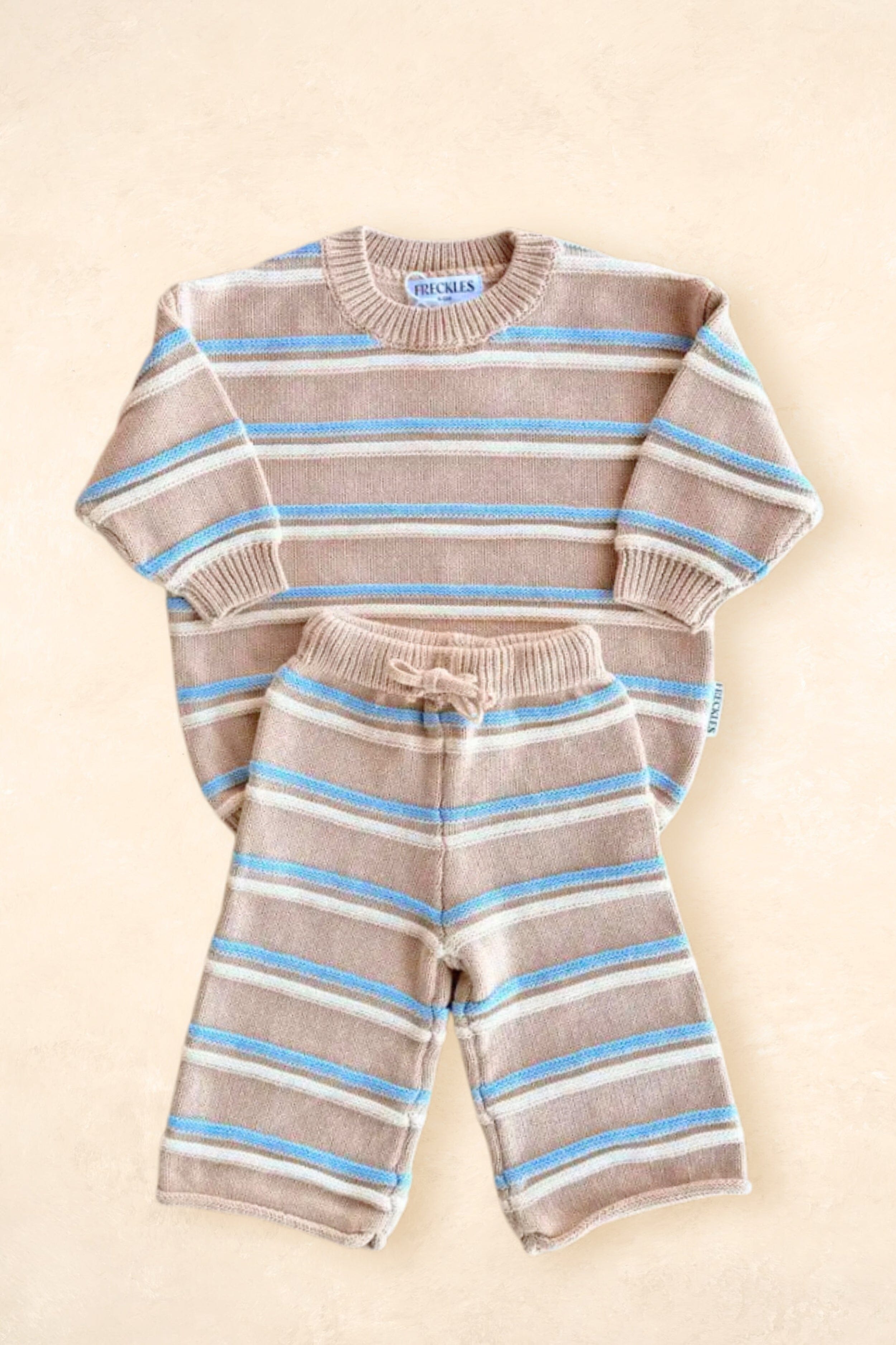 Raised Stripe Knit Pants - Oat Clothing FRECKLES the label 