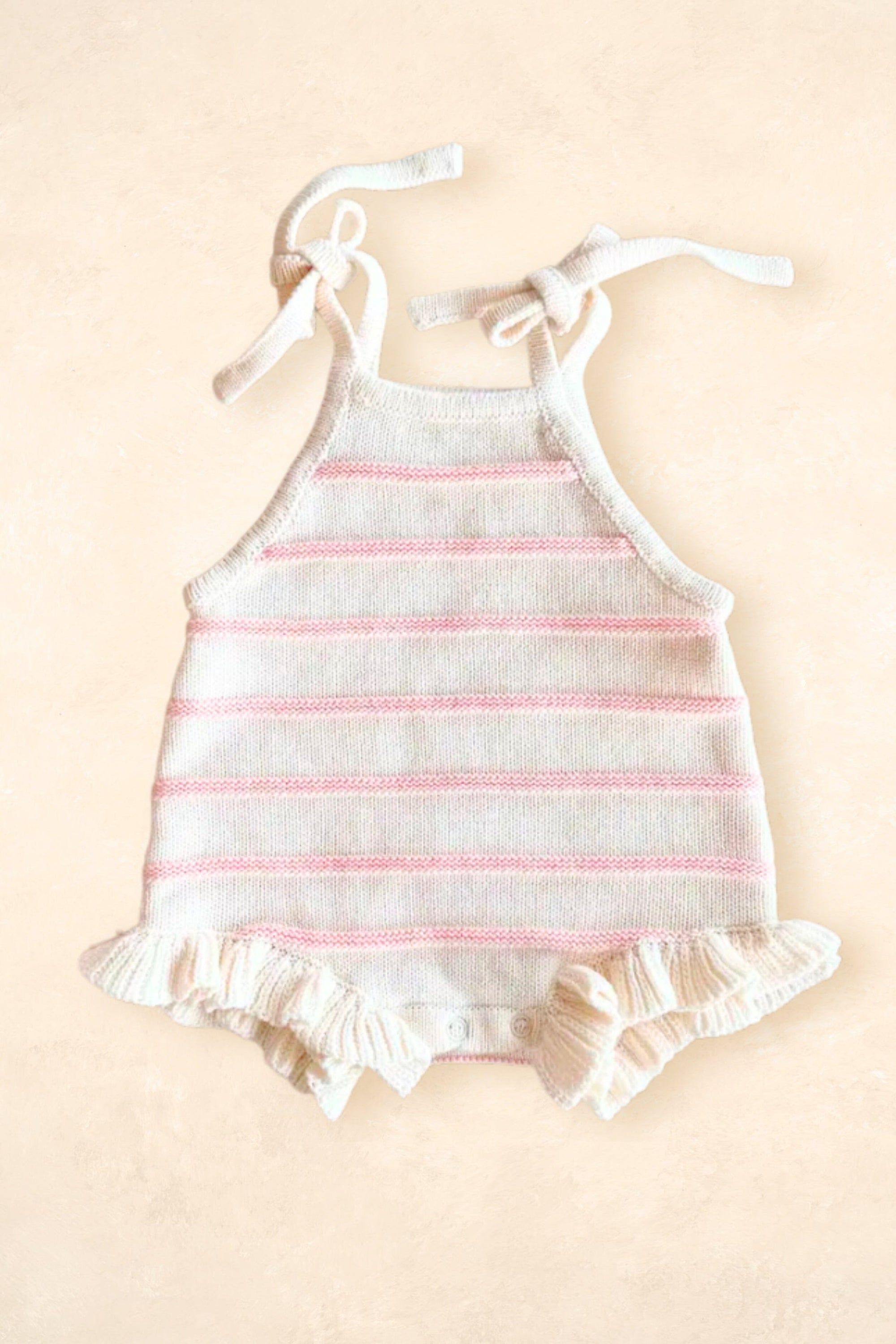 Raised Stripe Tie Romper - Sweetpea Clothing FRECKLES the label 