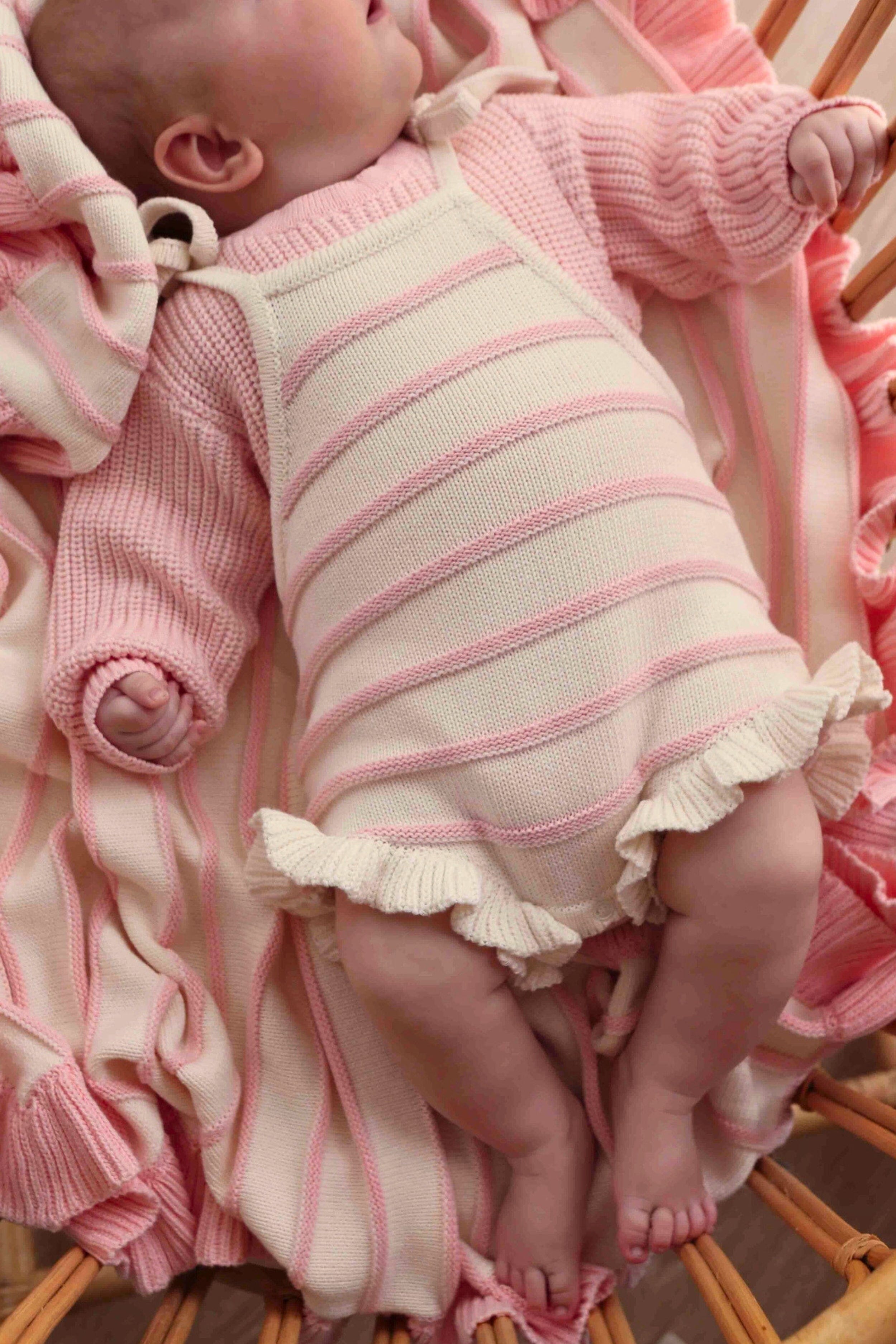 Raised Stripe Tie Romper - Sweetpea Clothing FRECKLES the label 